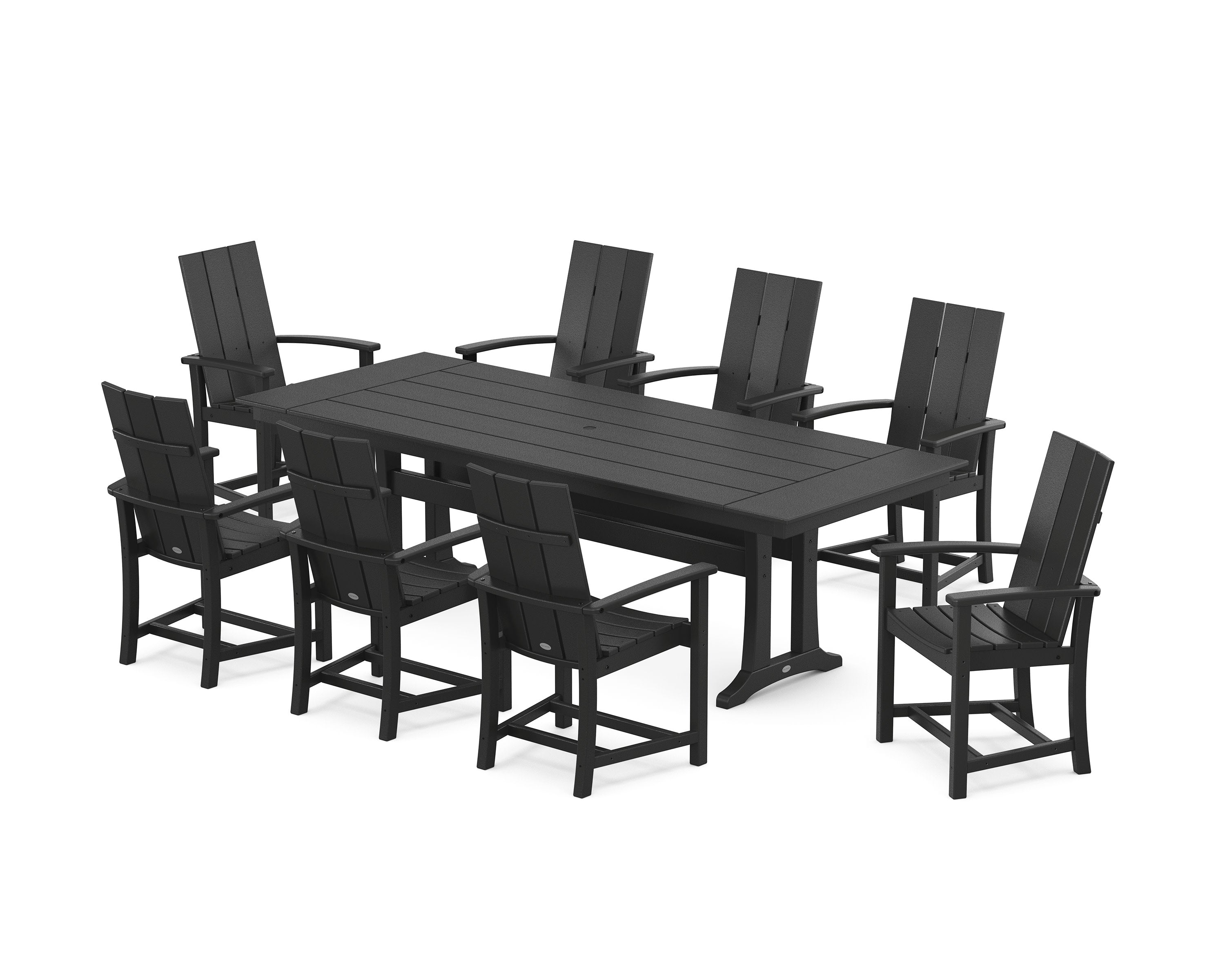 Modern Adirondack 9-Piece Farmhouse Dining Set with Trestle Legs in Black