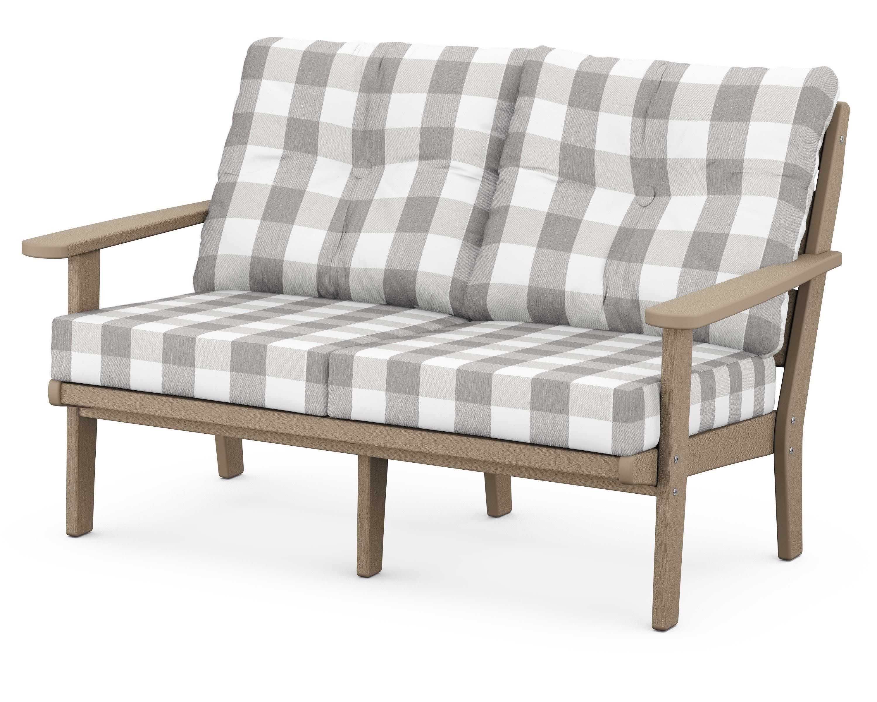 Lakeside Deep Seating Loveseat in Vintage Sahara / Buffalo Plaid Grey Mist