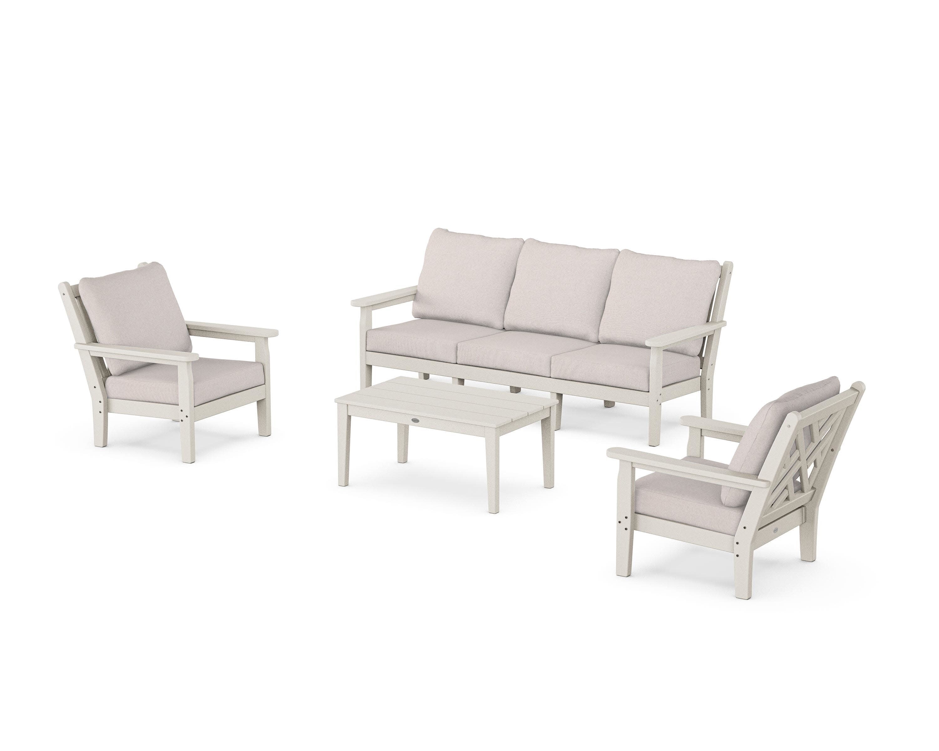 Chippendale 4-Piece Deep Seating Set with Sofa in Sand / Dune Burlap