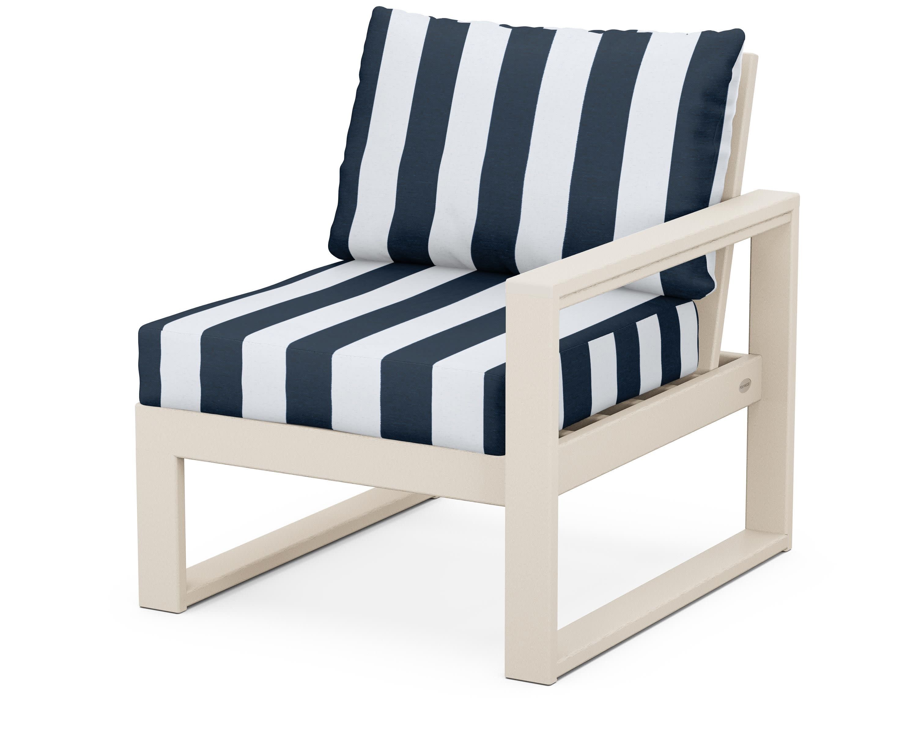 EDGE Modular Right Arm Chair in Sand / Cabana Stripe Marine Indigo
