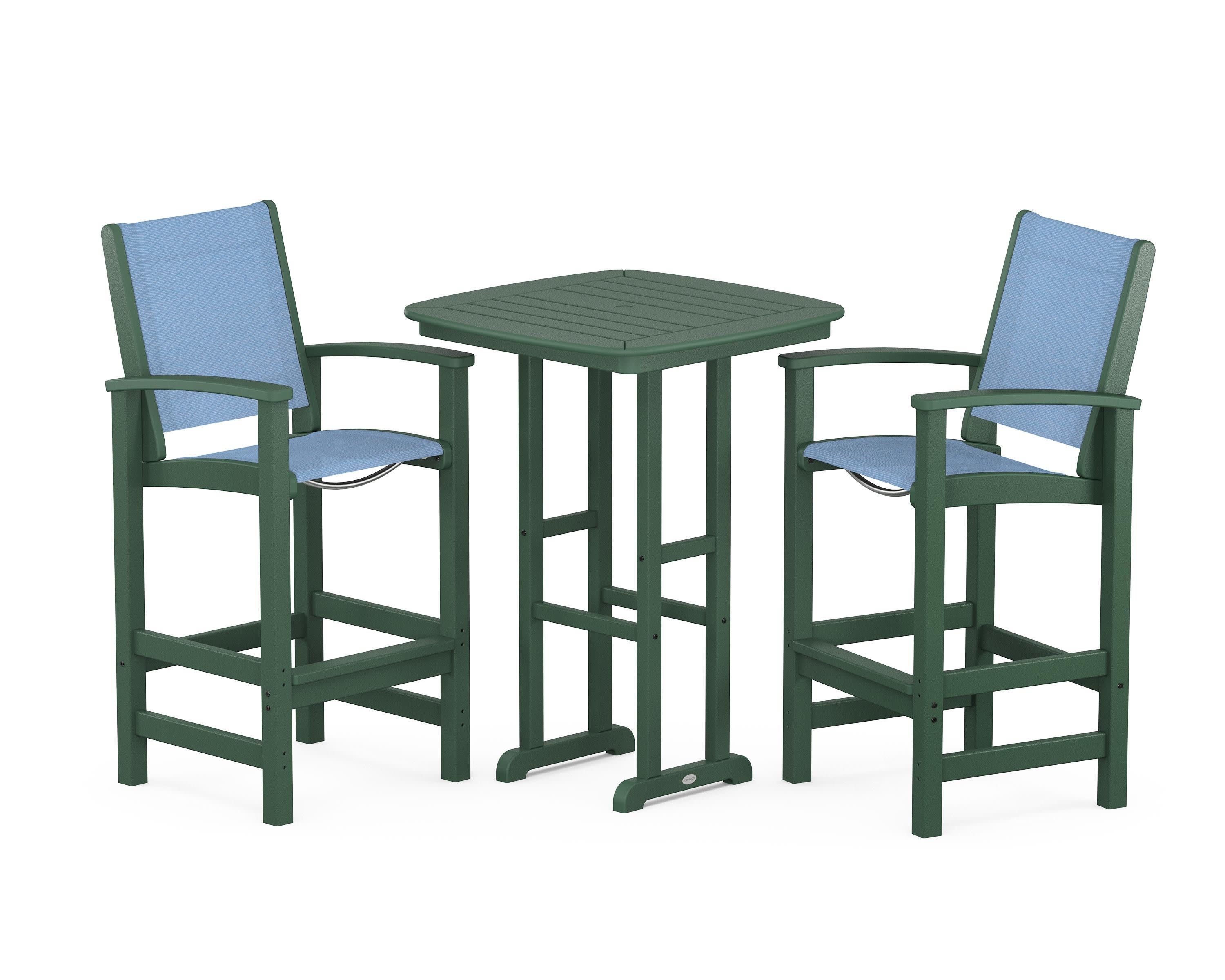 Coastal 3-Piece Bar Set in Green / Poolside Sling