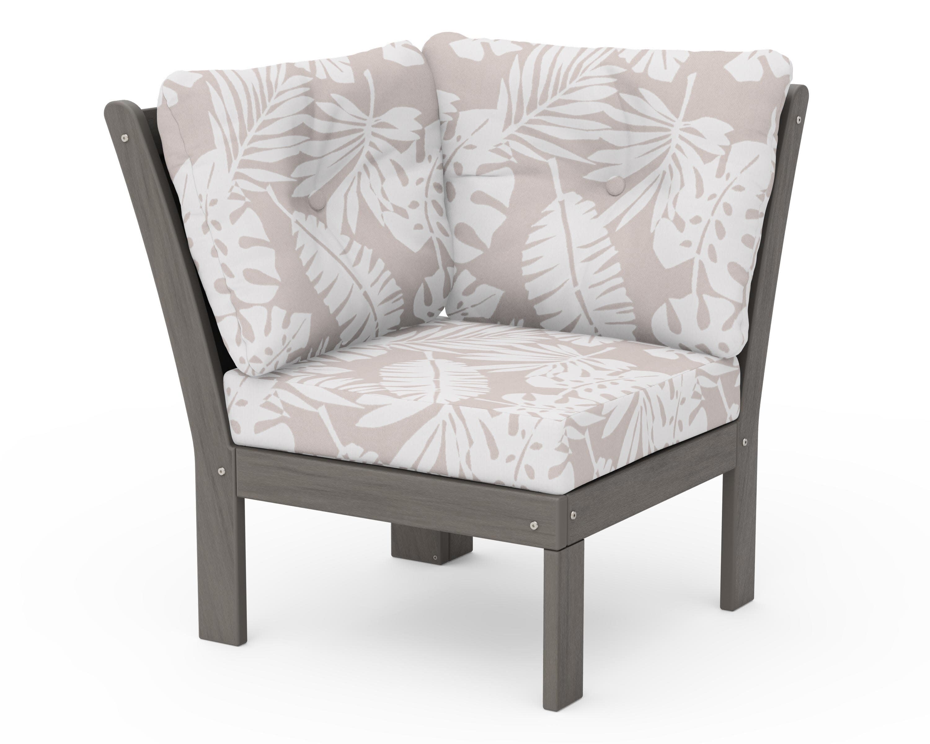 Vineyard Modular Corner Chair in Driftwood / Leaf Dune Burlap