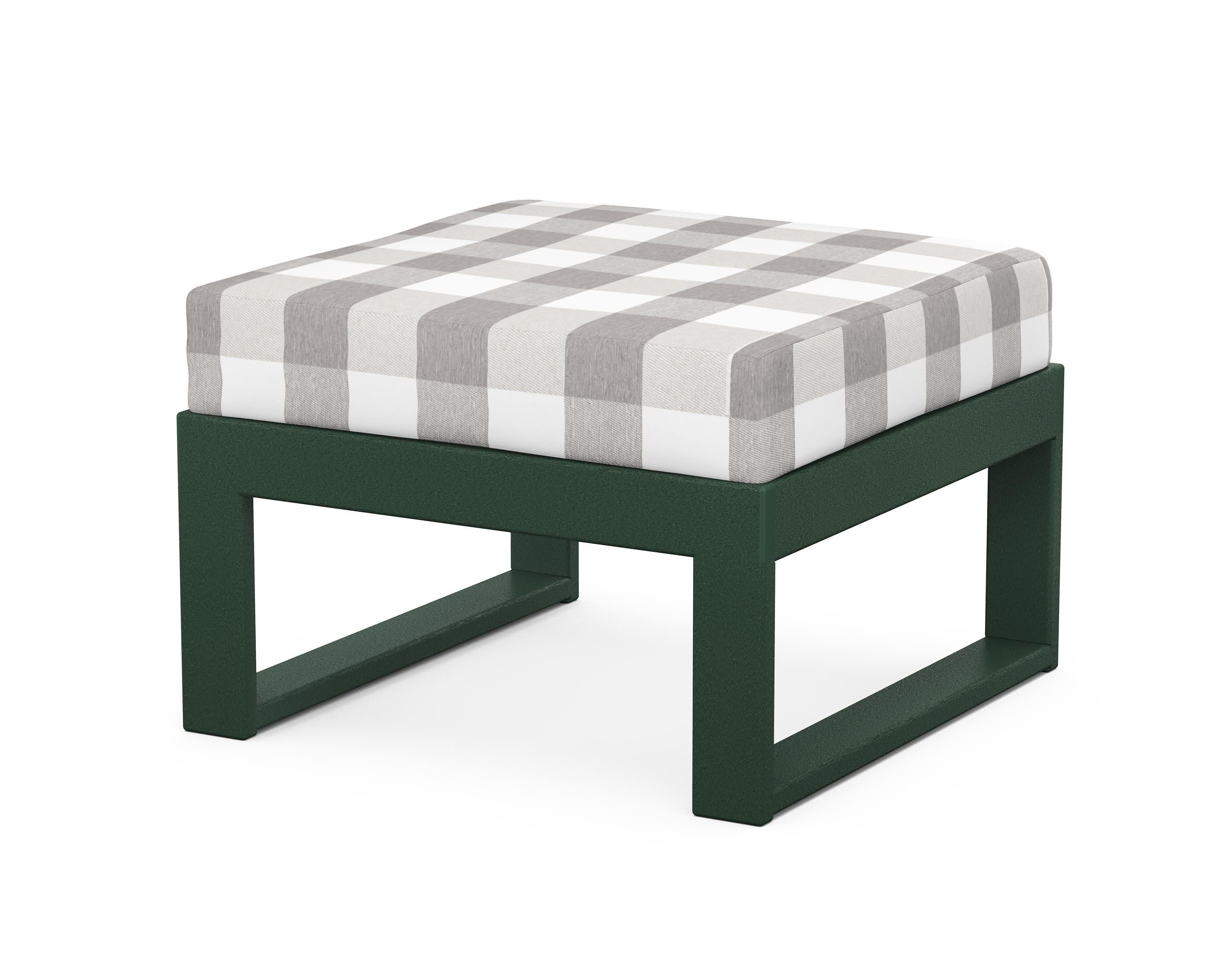 Modular Ottoman - Modern in Green / Buffalo Plaid Grey Mist