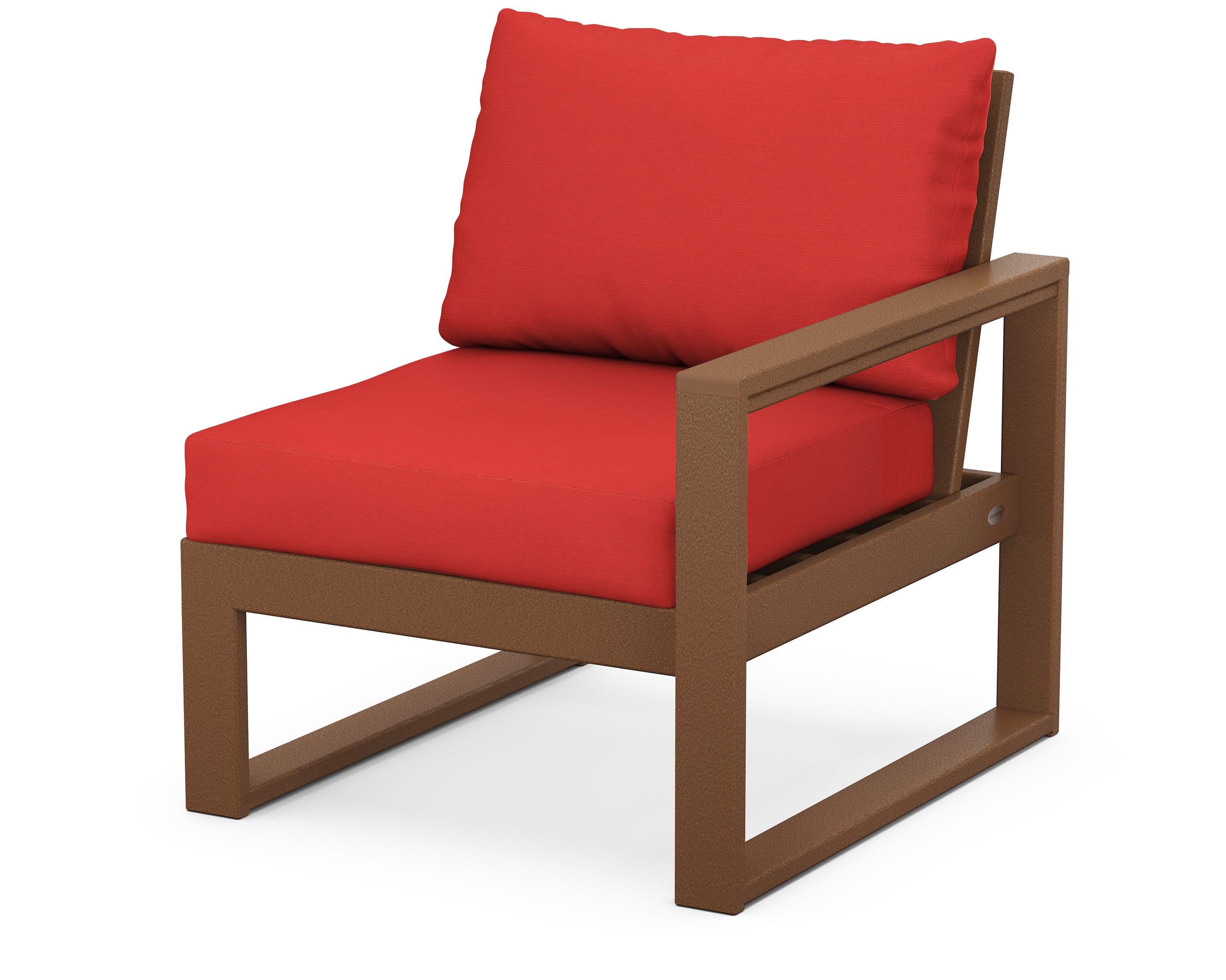 EDGE Modular Right Arm Chair in Teak / Crimson Linen