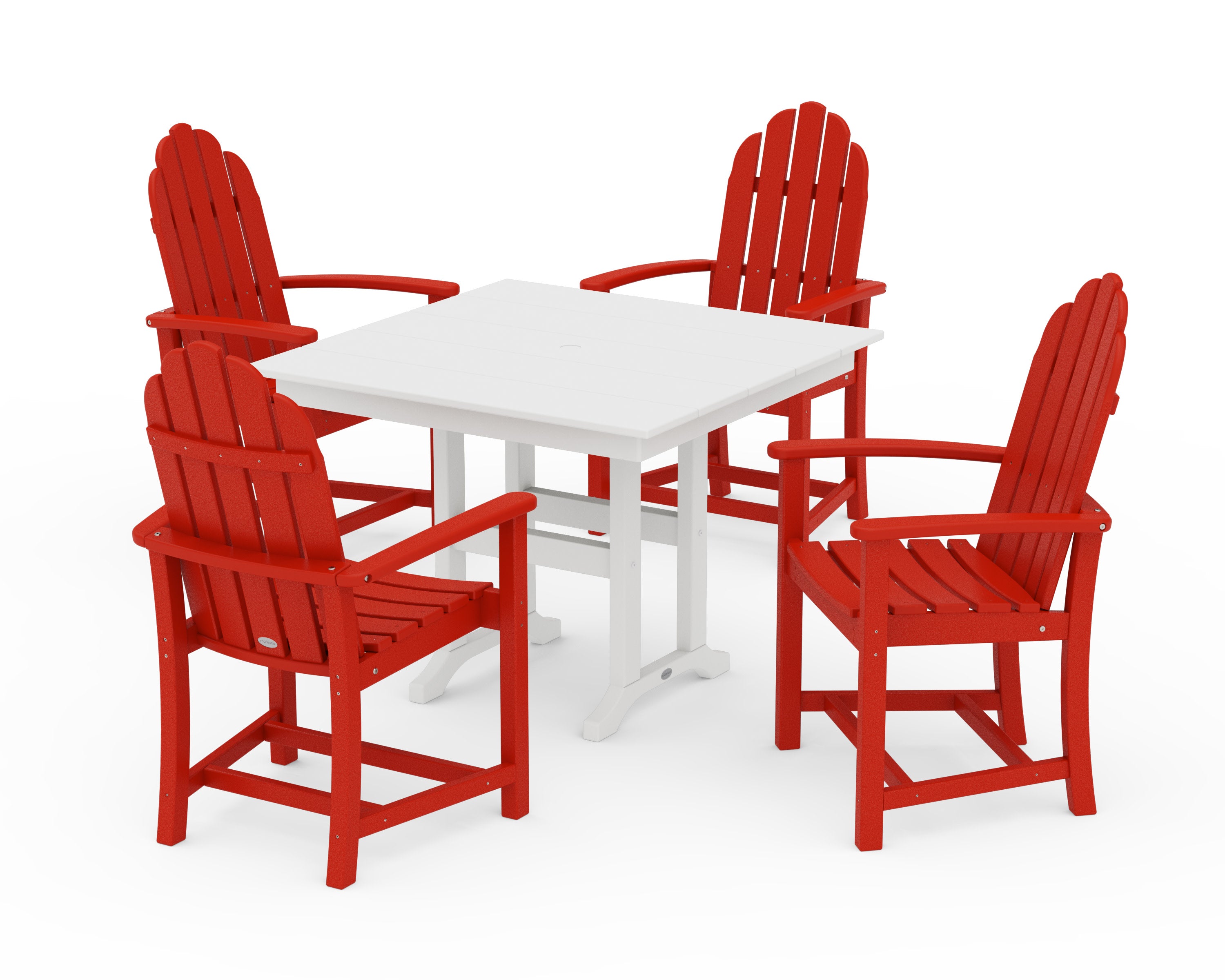 Classic Adirondack 5-Piece Farmhouse Dining Set in Sunset Red / White