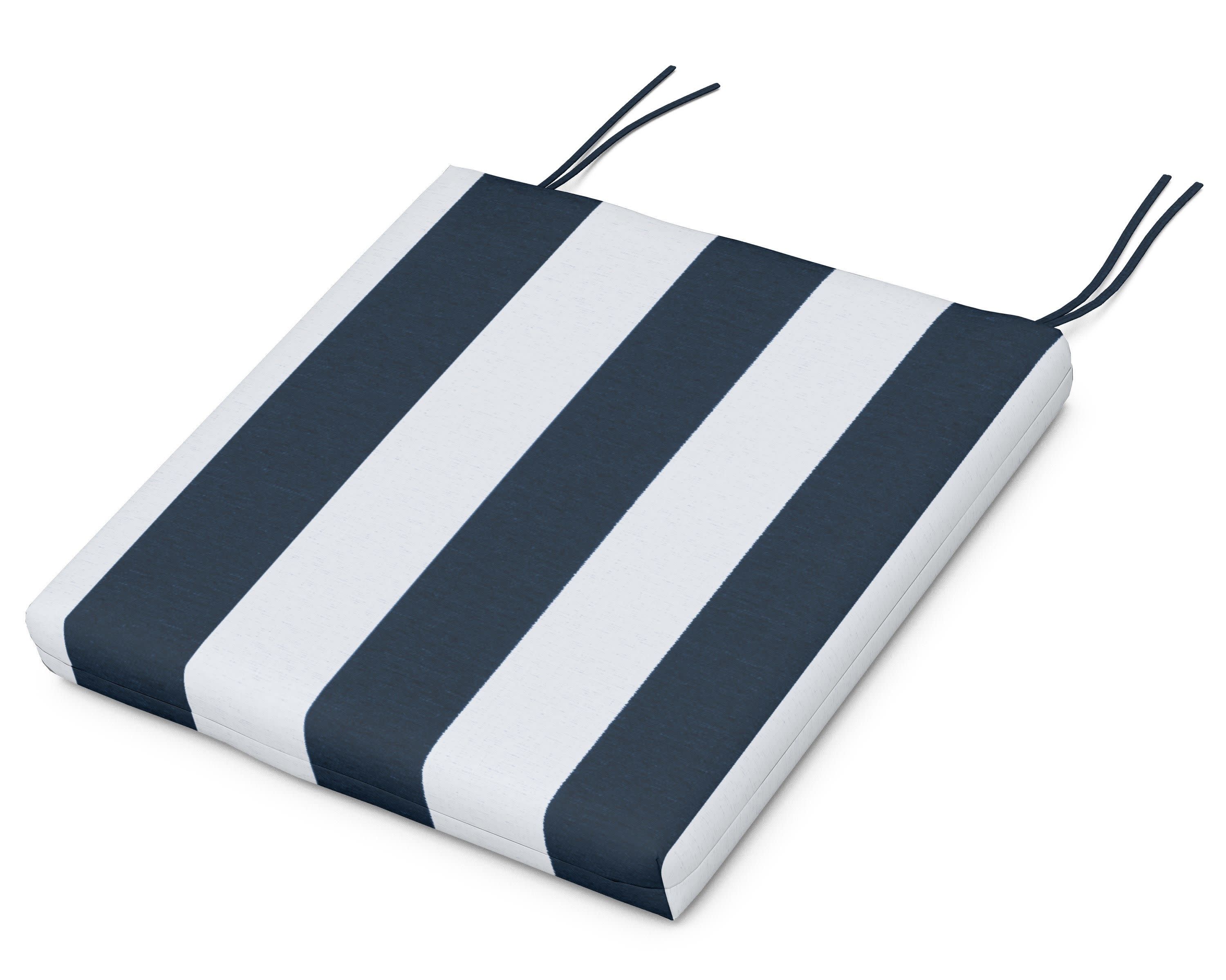 EDGE Dining Cushion 19.5"D x 19.5"W x 2.5"H in Cabana Stripe Marine Indigo