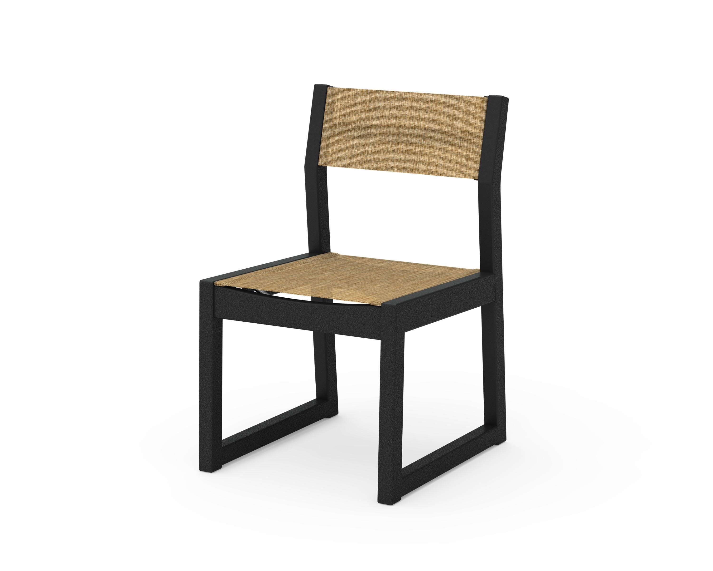 Edge Sling Dining Side Chair - 2 Chairs in Black / Burlap Sling