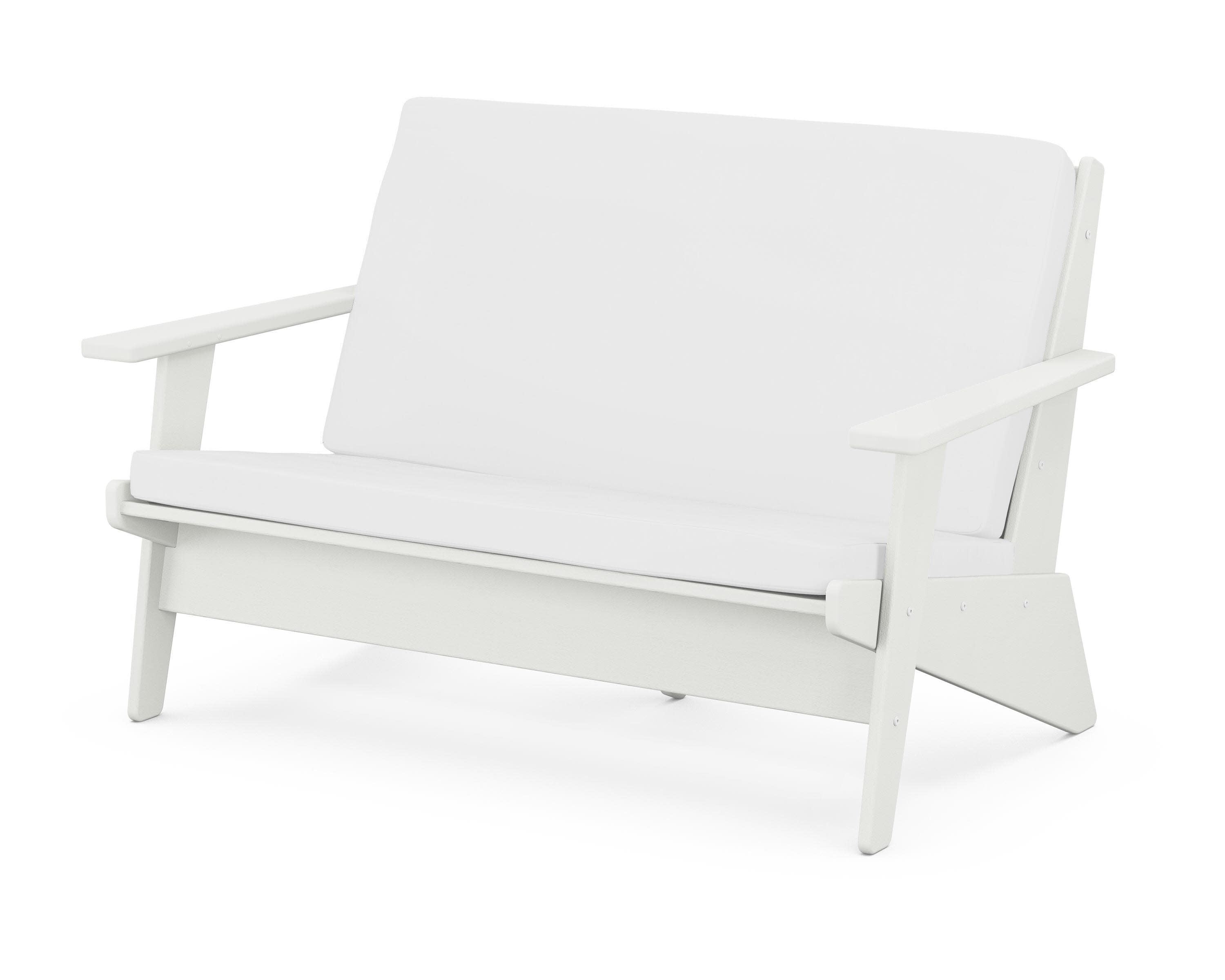 Riviera Modern Lounge Loveseat in Vintage White / Natural