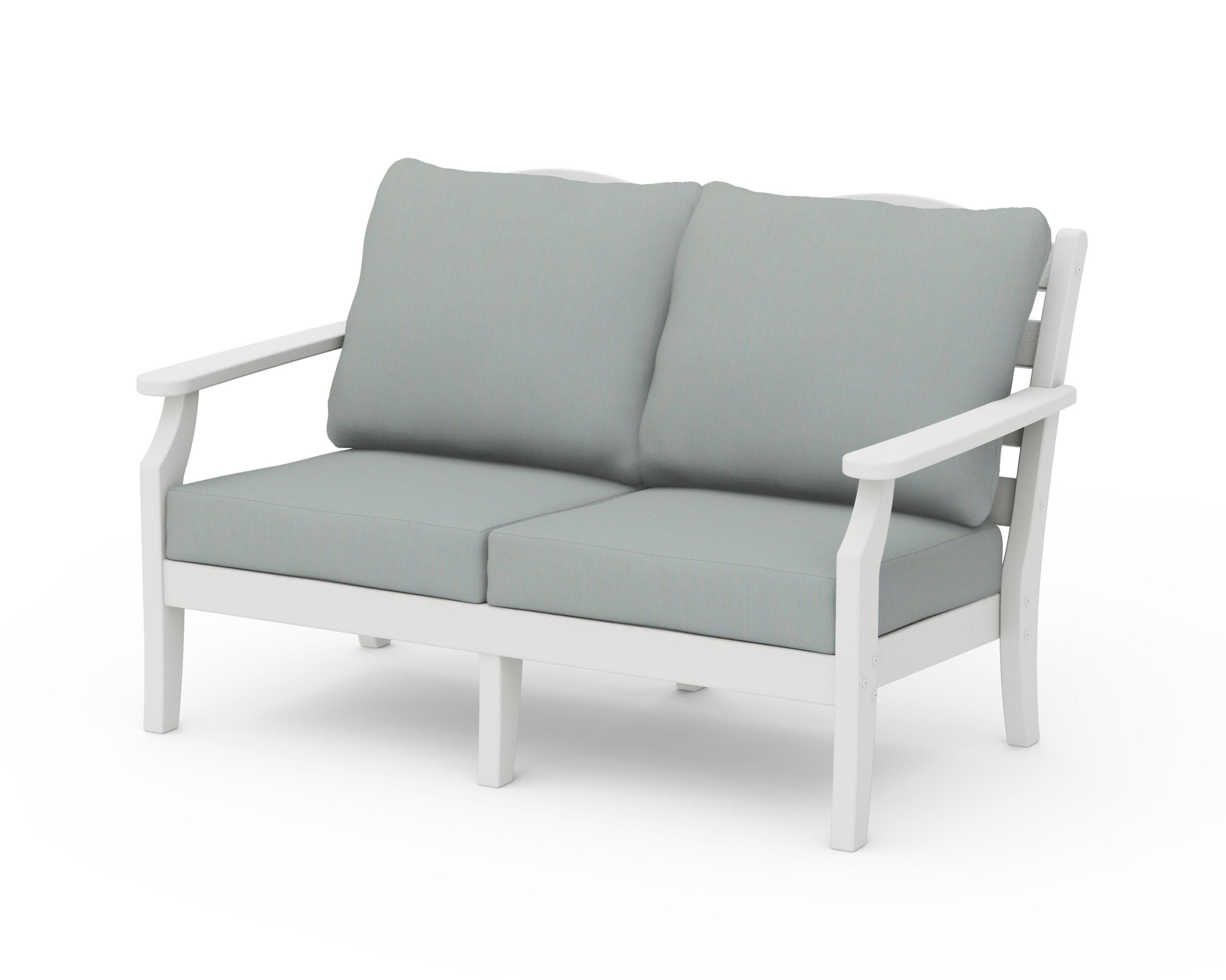 Savannah Deep Seating Loveseat in Vintage White / Spa