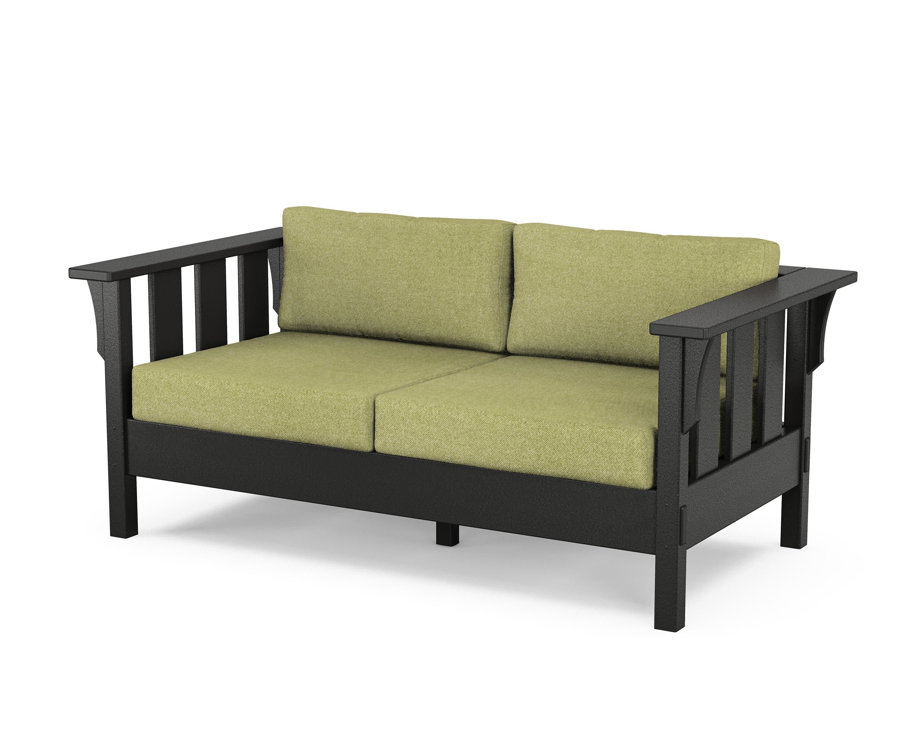 Acadia Deep Seating Loveseat in Black / Chartreuse Boucle