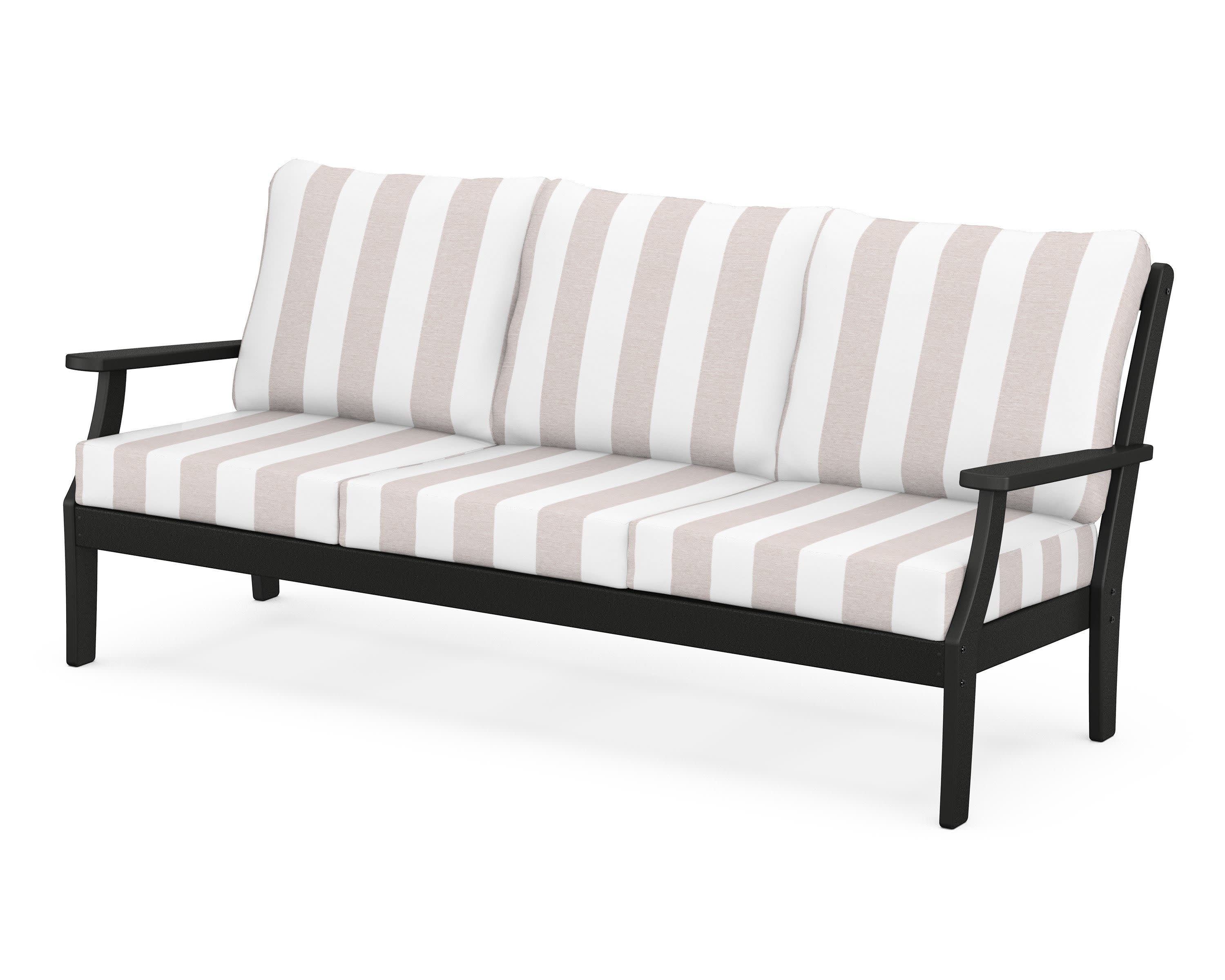 Braxton Deep Seating Sofa in Black / Cabana Stripe Dune Burlap