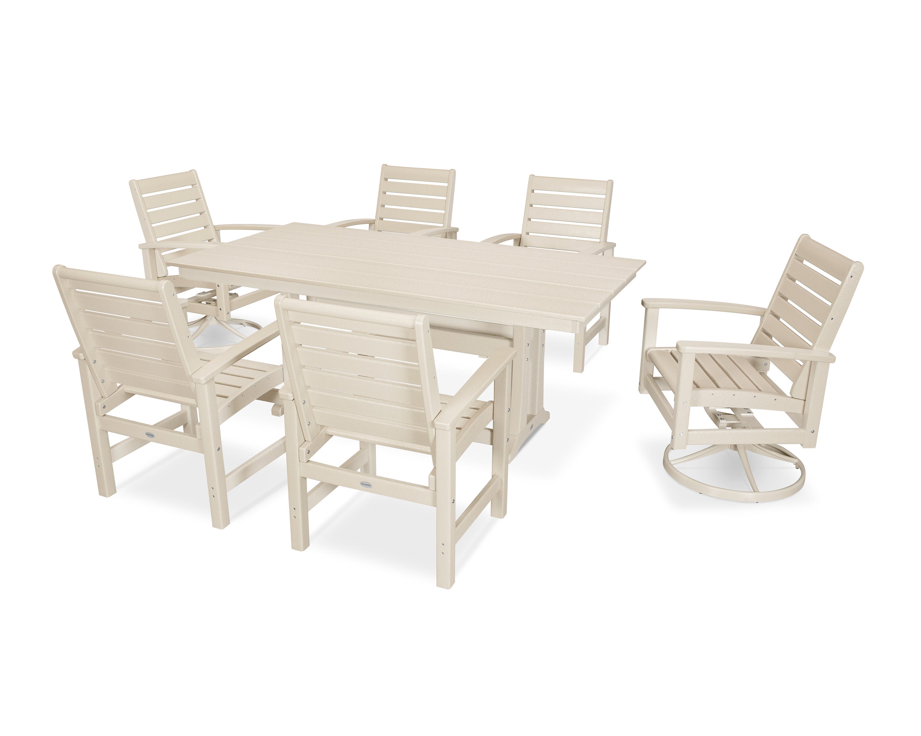 7 Piece Signature Dining Set in Satin Tan / Sand