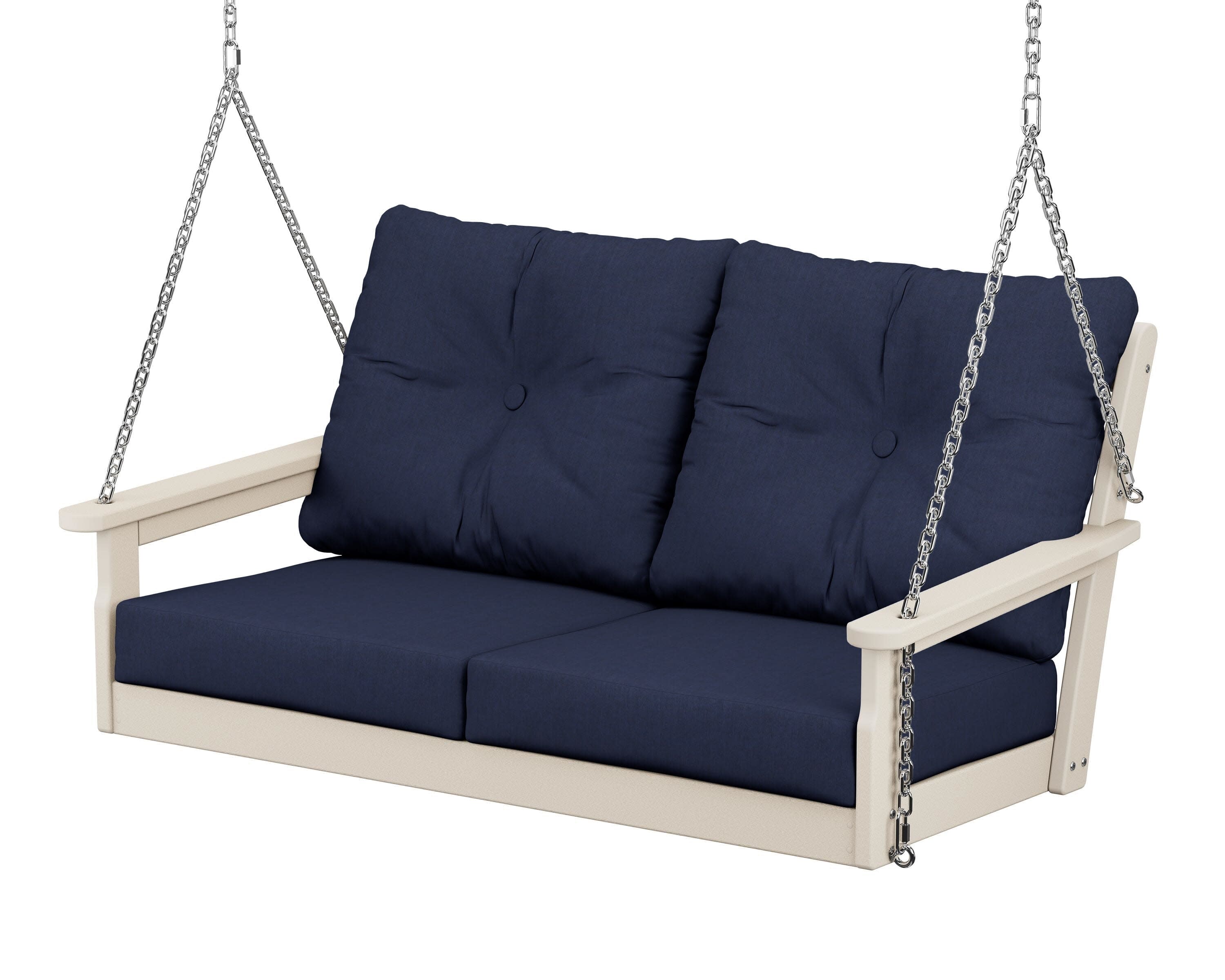 Vineyard Deep Seating Swing in Sand / Spectrum Indigo