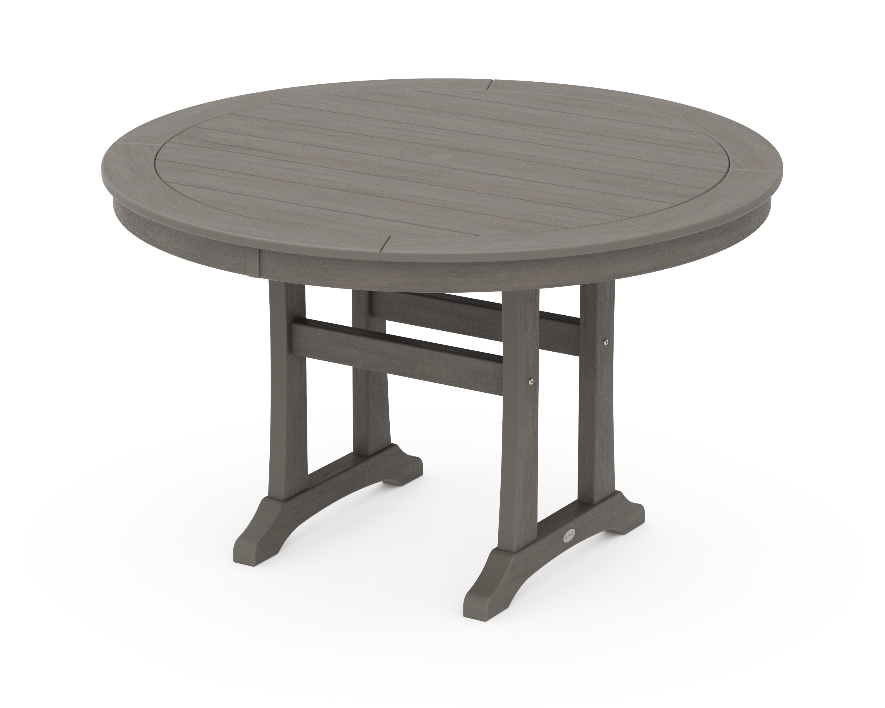 Nautical Trestle 48" Round Dining Table in Driftwood