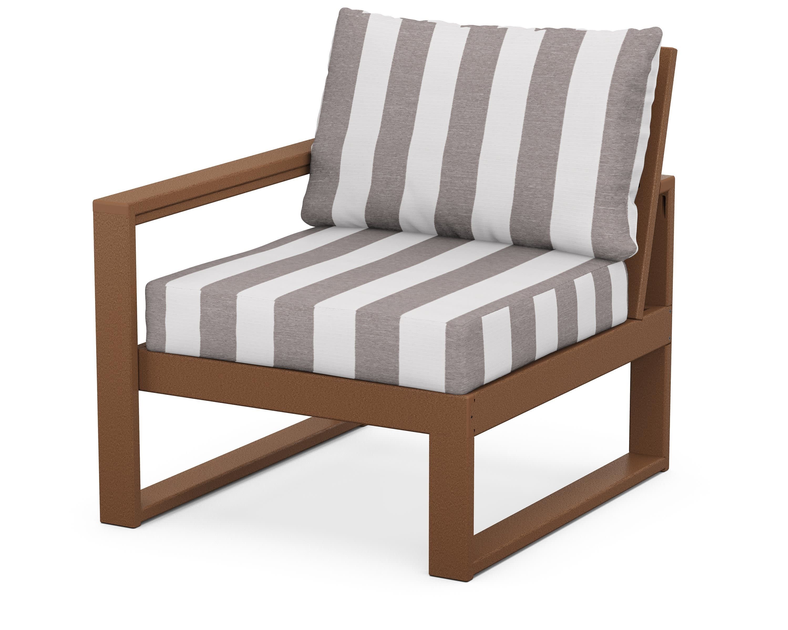 EDGE Modular Left Arm Chair in Teak / Cabana Stripe Grey Mist