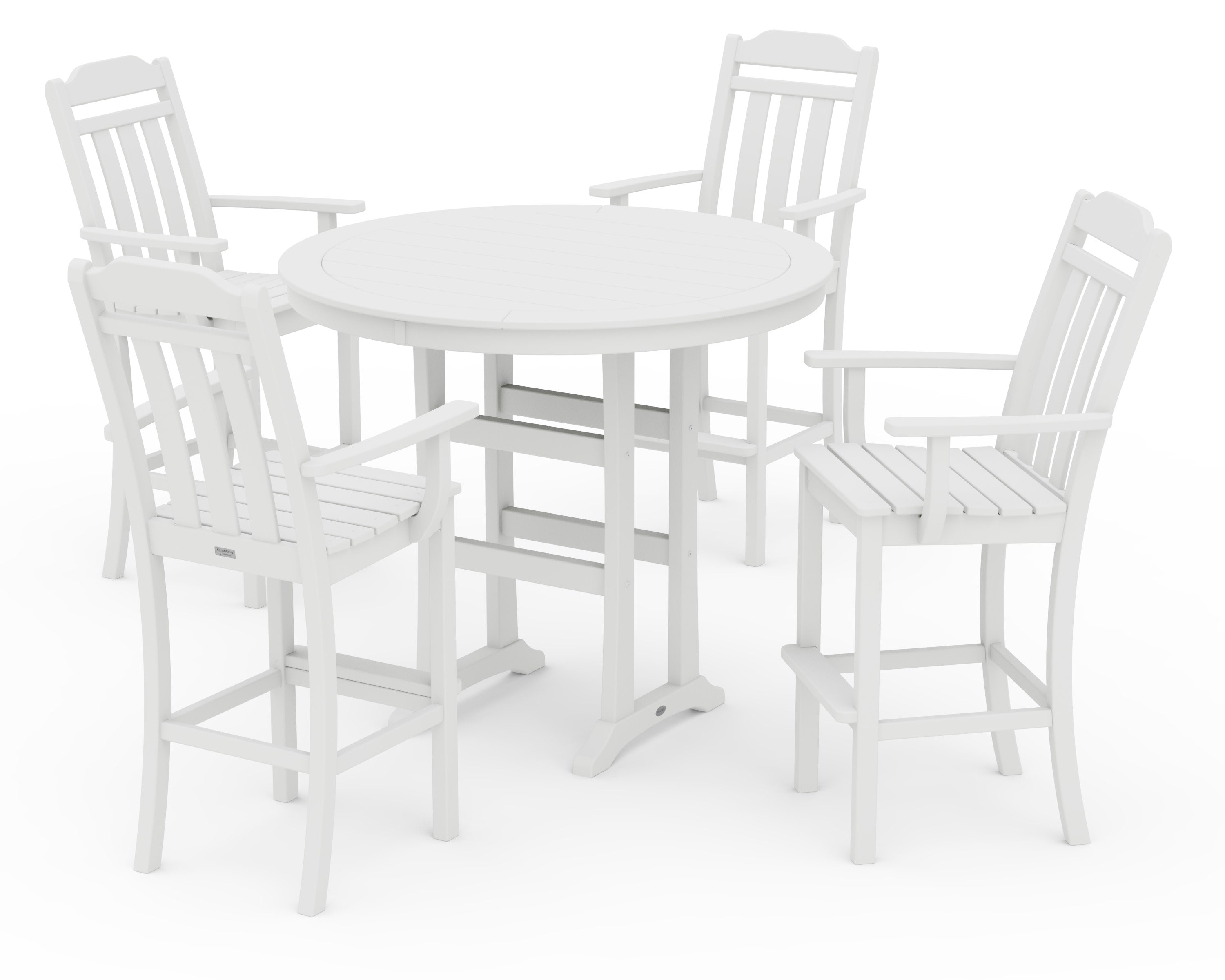 Cottage 5-Piece Round Bar Set in White