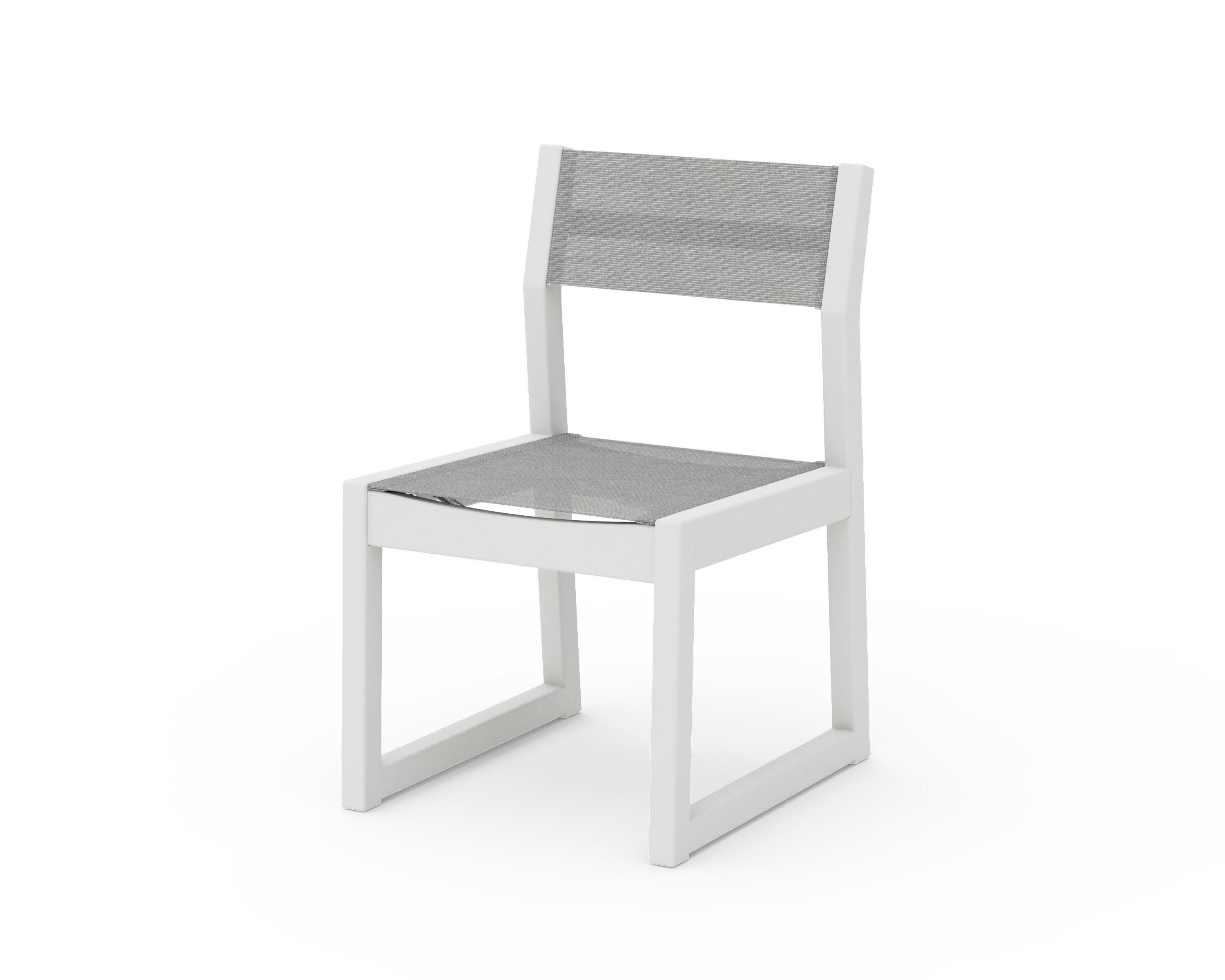 Edge Sling Dining Side Chair - 2 Chairs in Vintage White / Metallic Sling