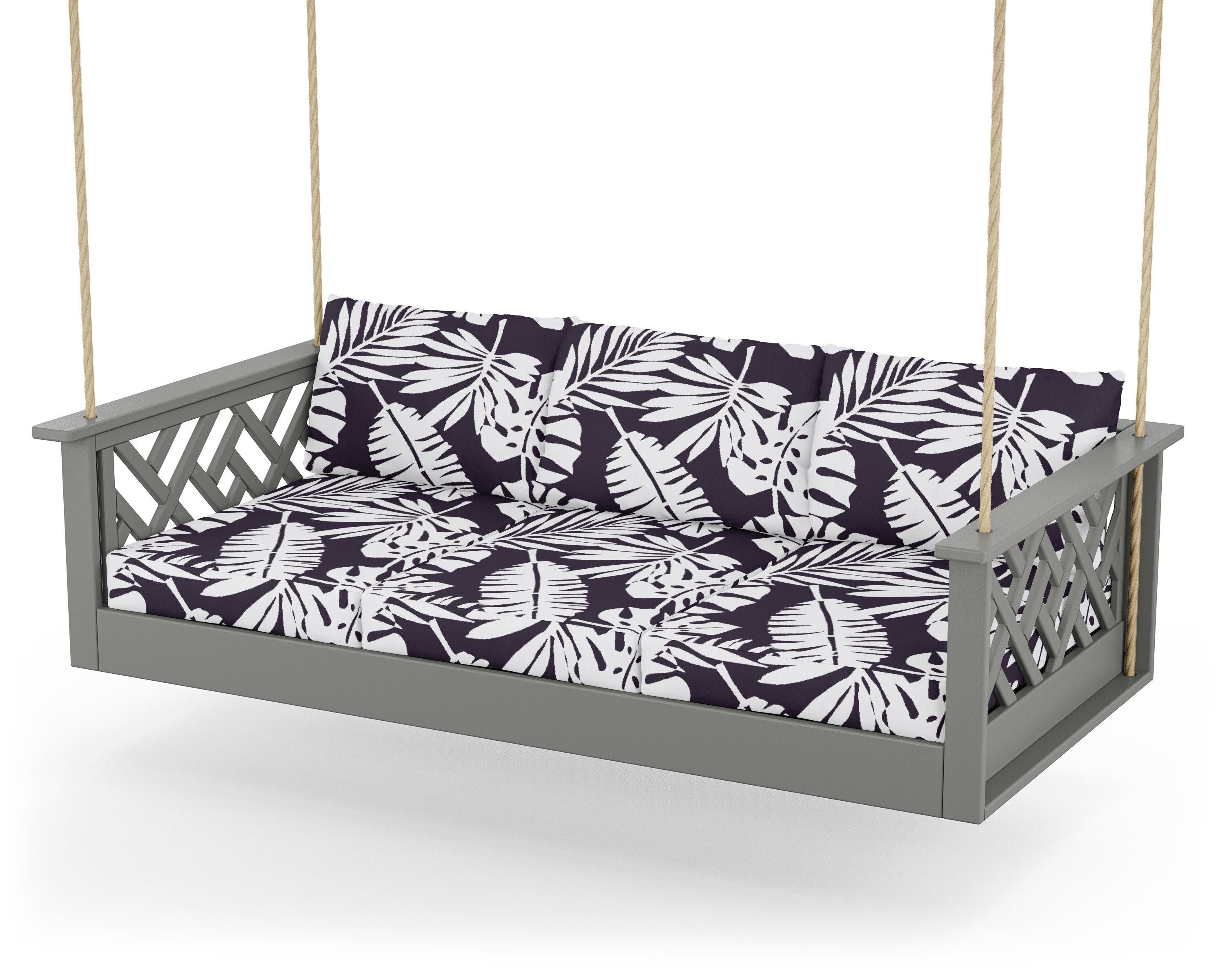Chippendale Daybed Swing in Slate Grey / Leaf Navy