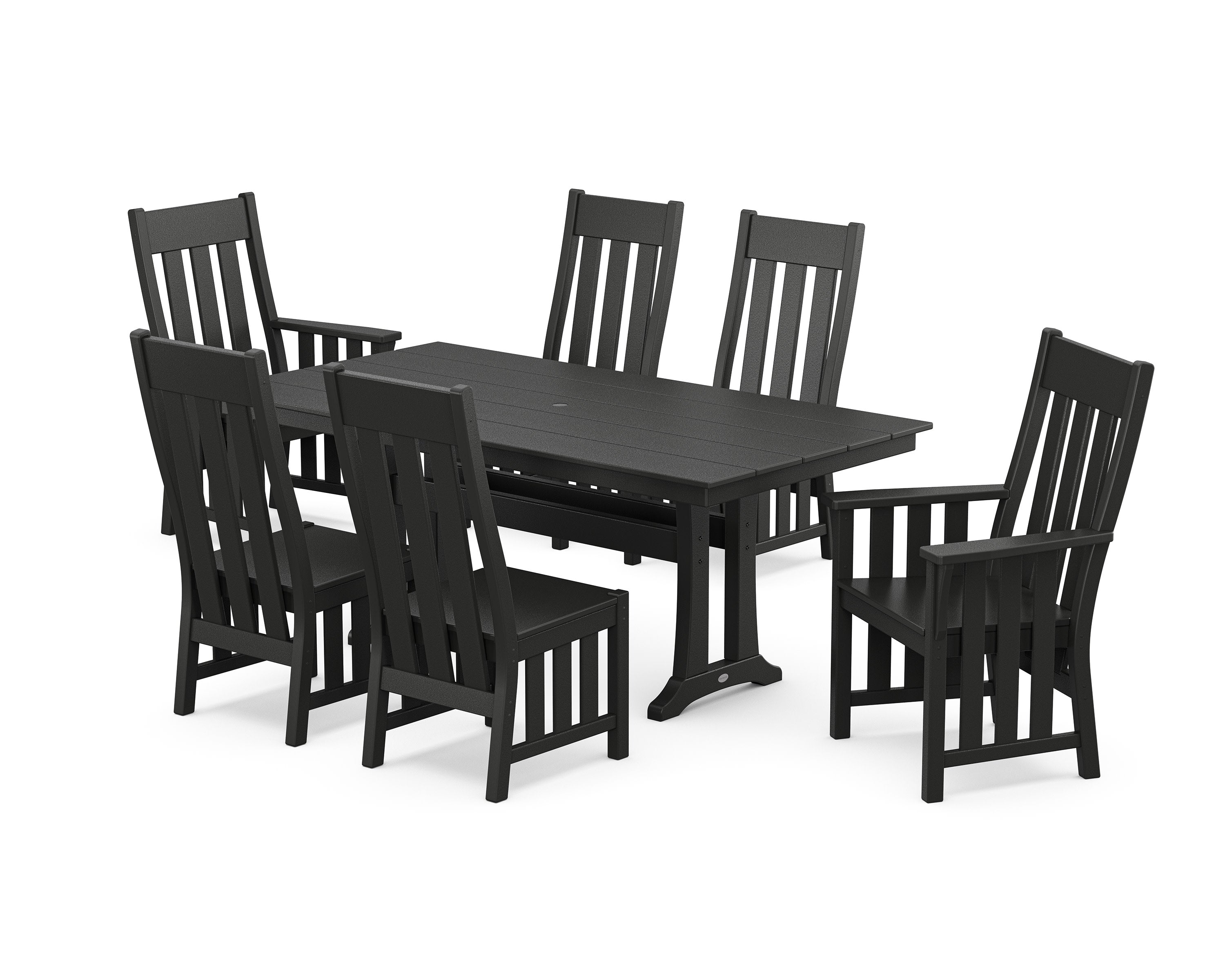 Acadia 7-Piece Farmhouse Dining Set with Trestle Legs in Black
