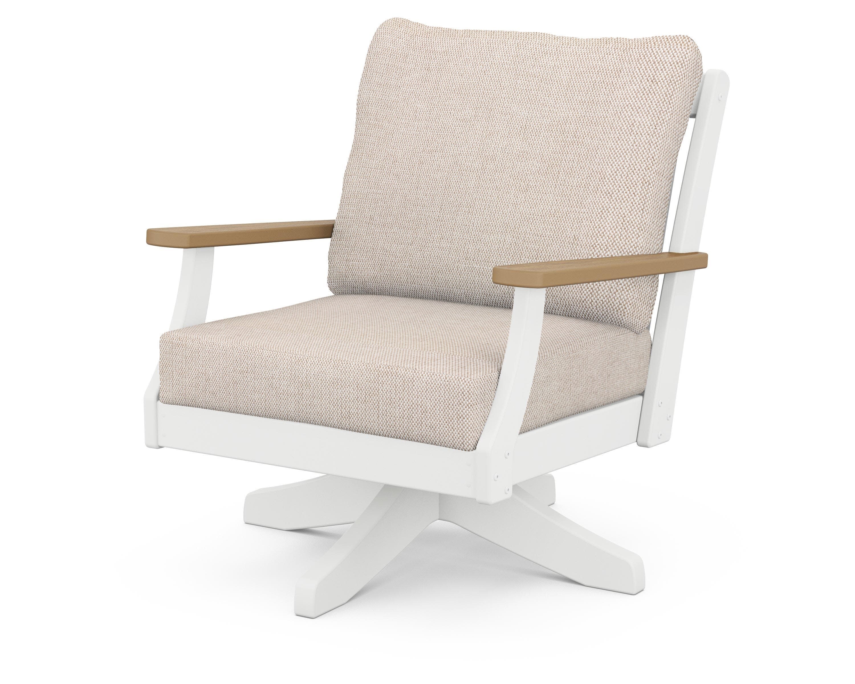 Braxton Deep Seating Swivel Chair in White / Natural / Blend Linen