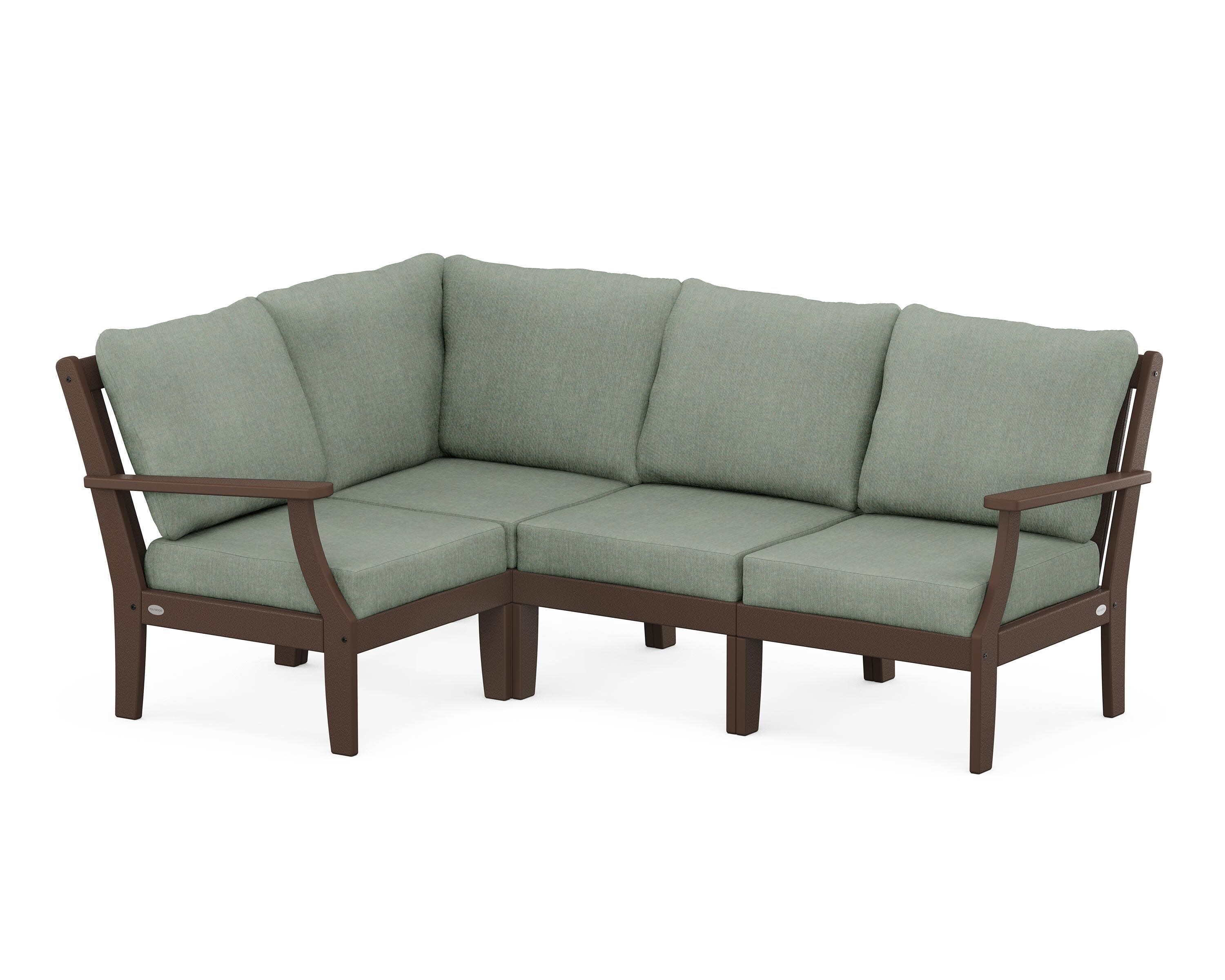 Braxton Modular 4-Piece Deep Seating Set in Mahogany / Cast Sage