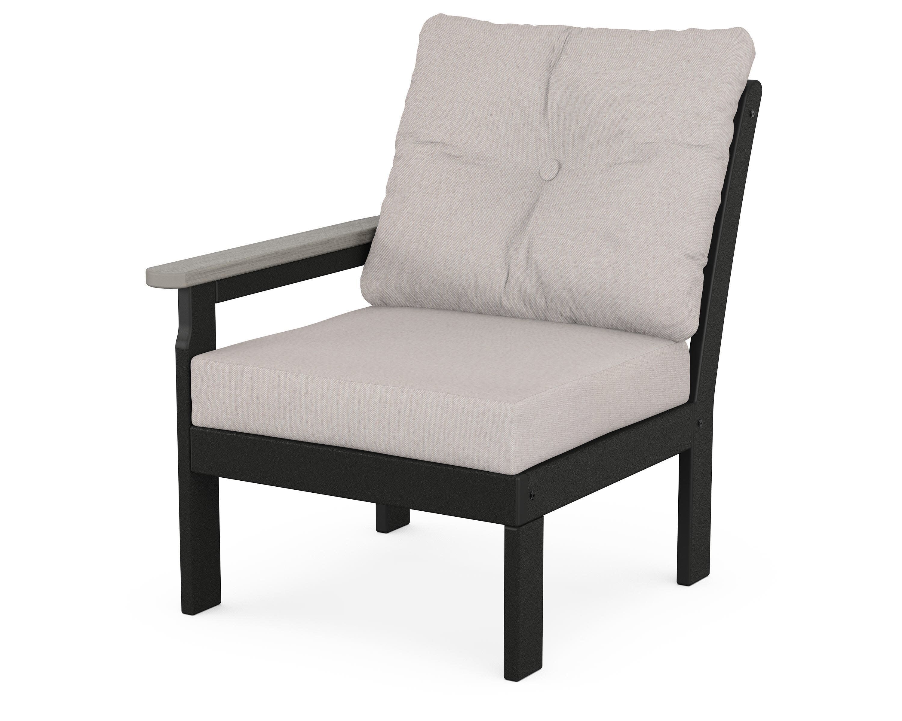 Vineyard Modular Left Arm Chair in Black / Driftwood / Dune Burlap