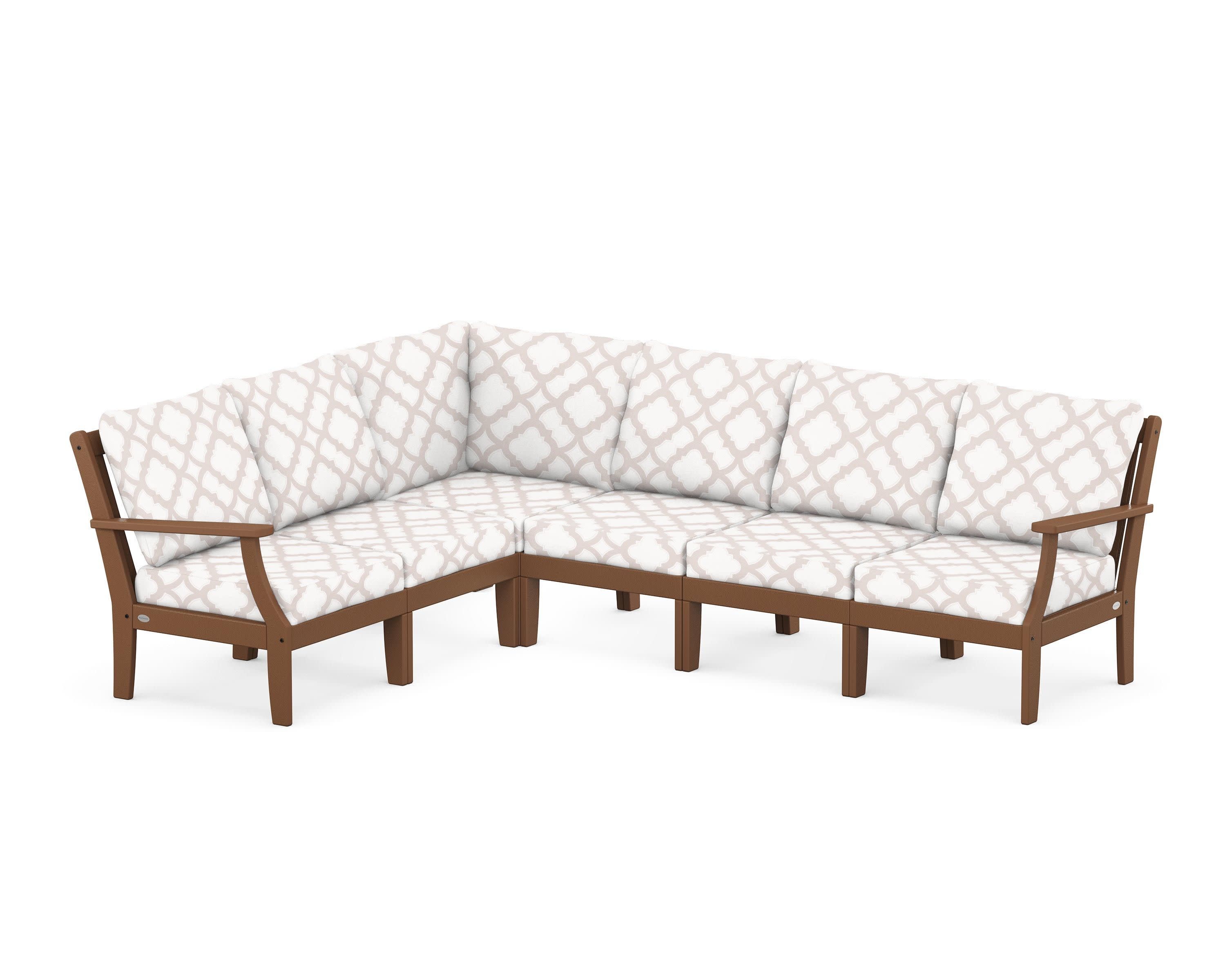 Braxton Modular 6-Piece Deep Seating Set in Teak / Trellis Dune Burlap