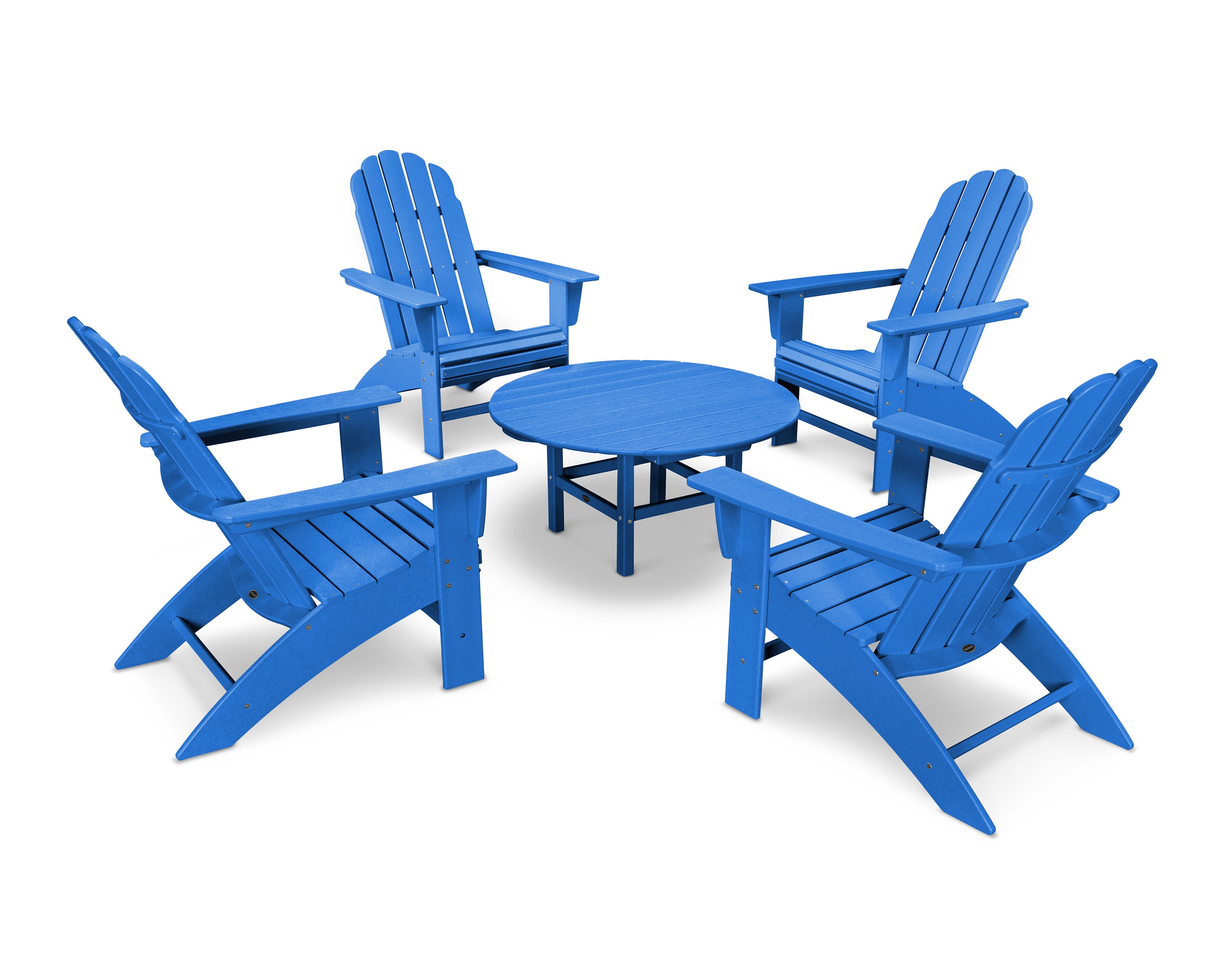 Vineyard 5-Piece Oversized Adirondack Set in Pacific Blue