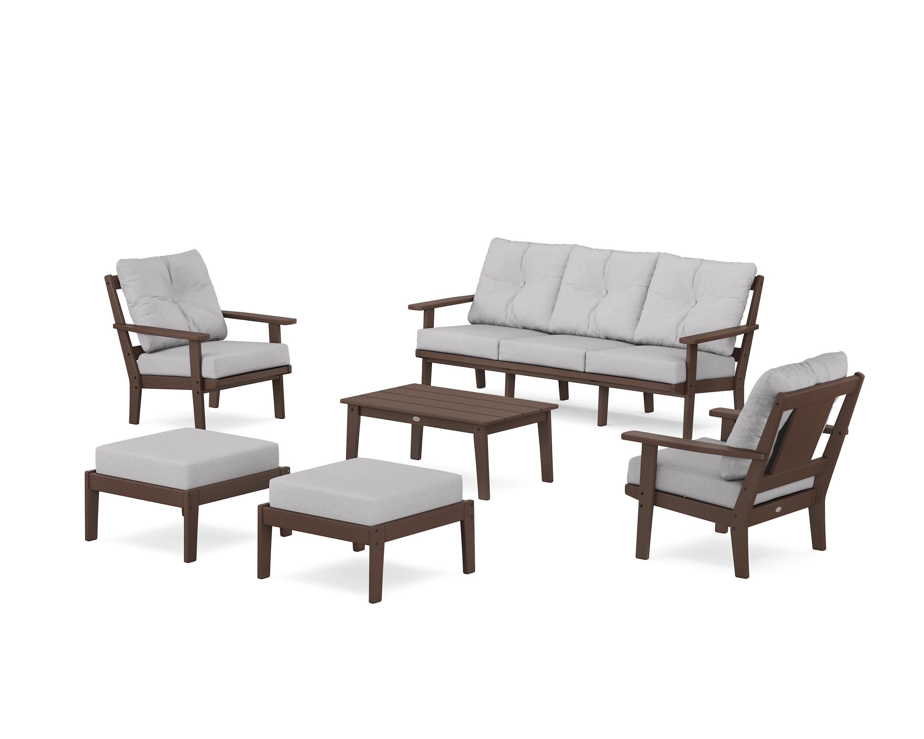 Prairie 6-Piece Lounge Sofa Set in Mahogany / Granite