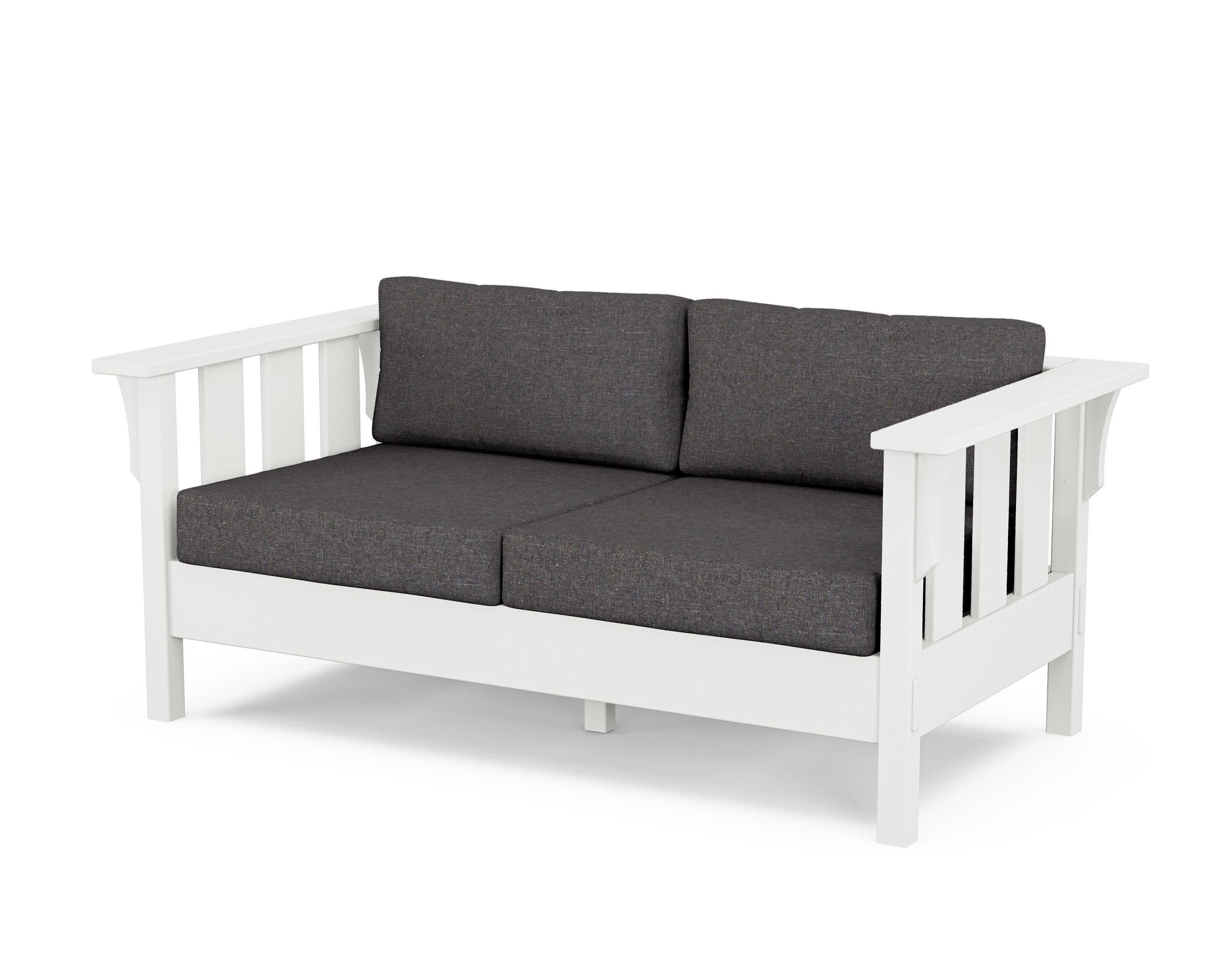 Acadia Deep Seating Loveseat in White / Ash Charcoal