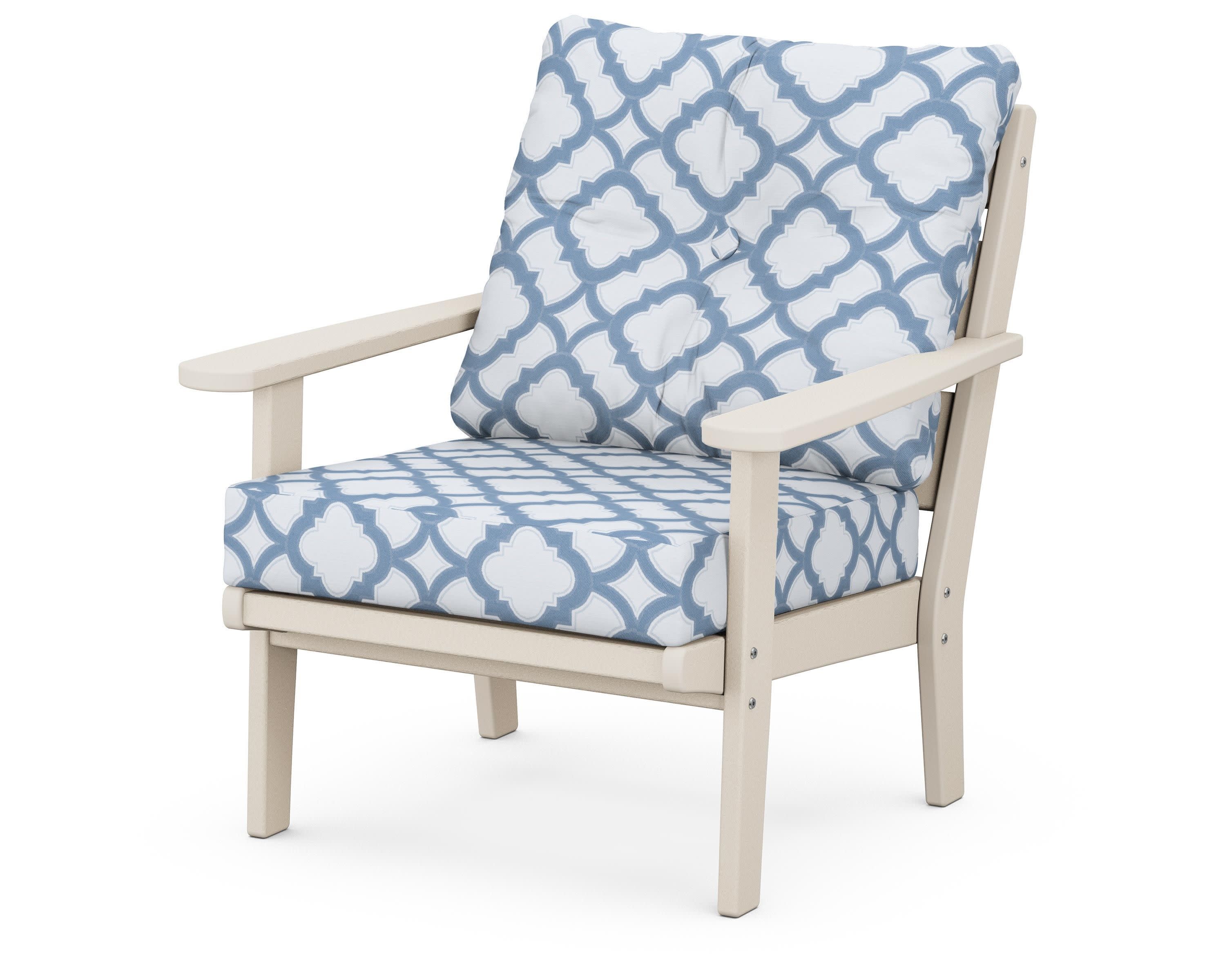 Lakeside Deep Seating Chair in Sand / Trellis Sky Blue