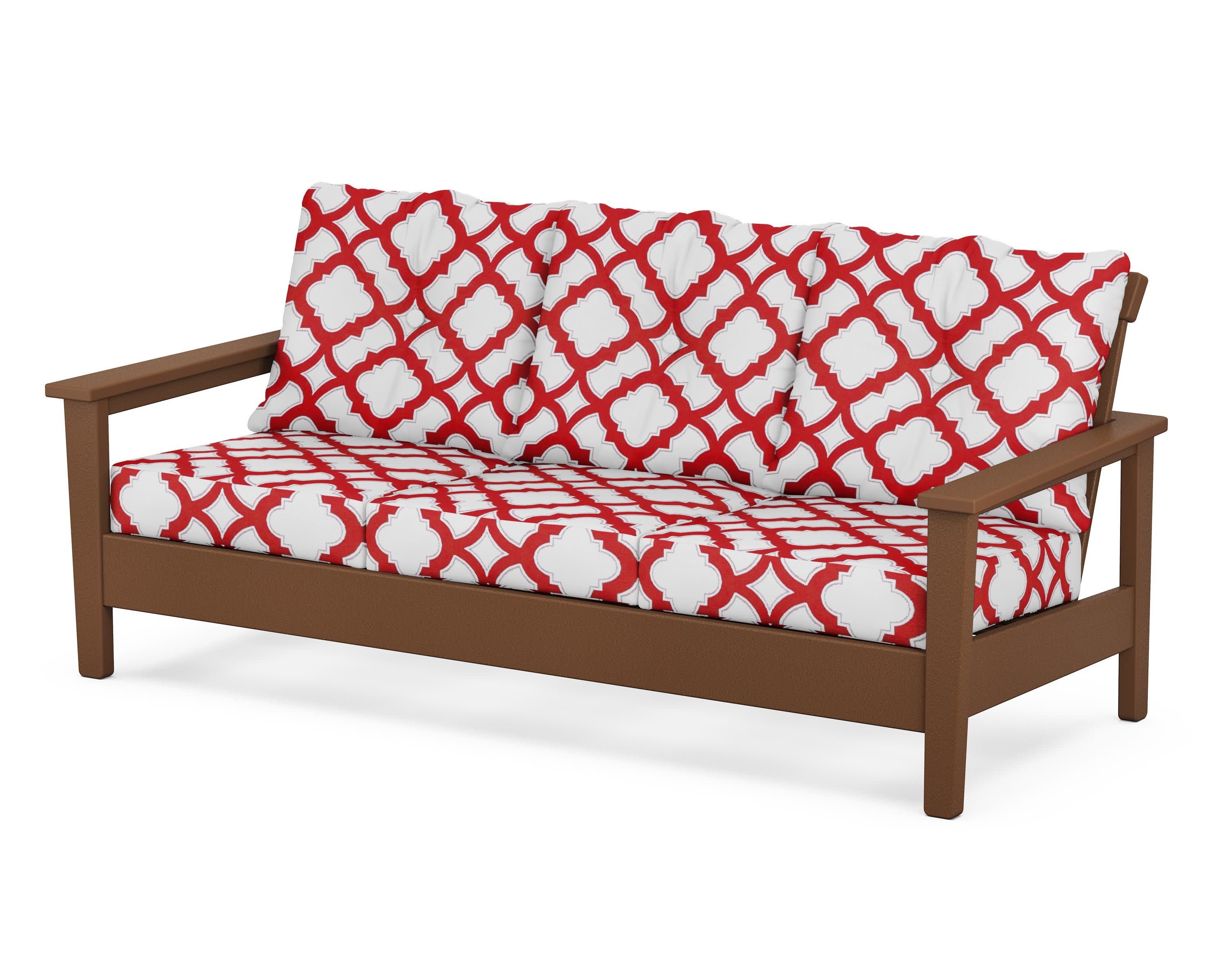 Prescott Deep Seating Sofa in Teak / Trellis Crimson