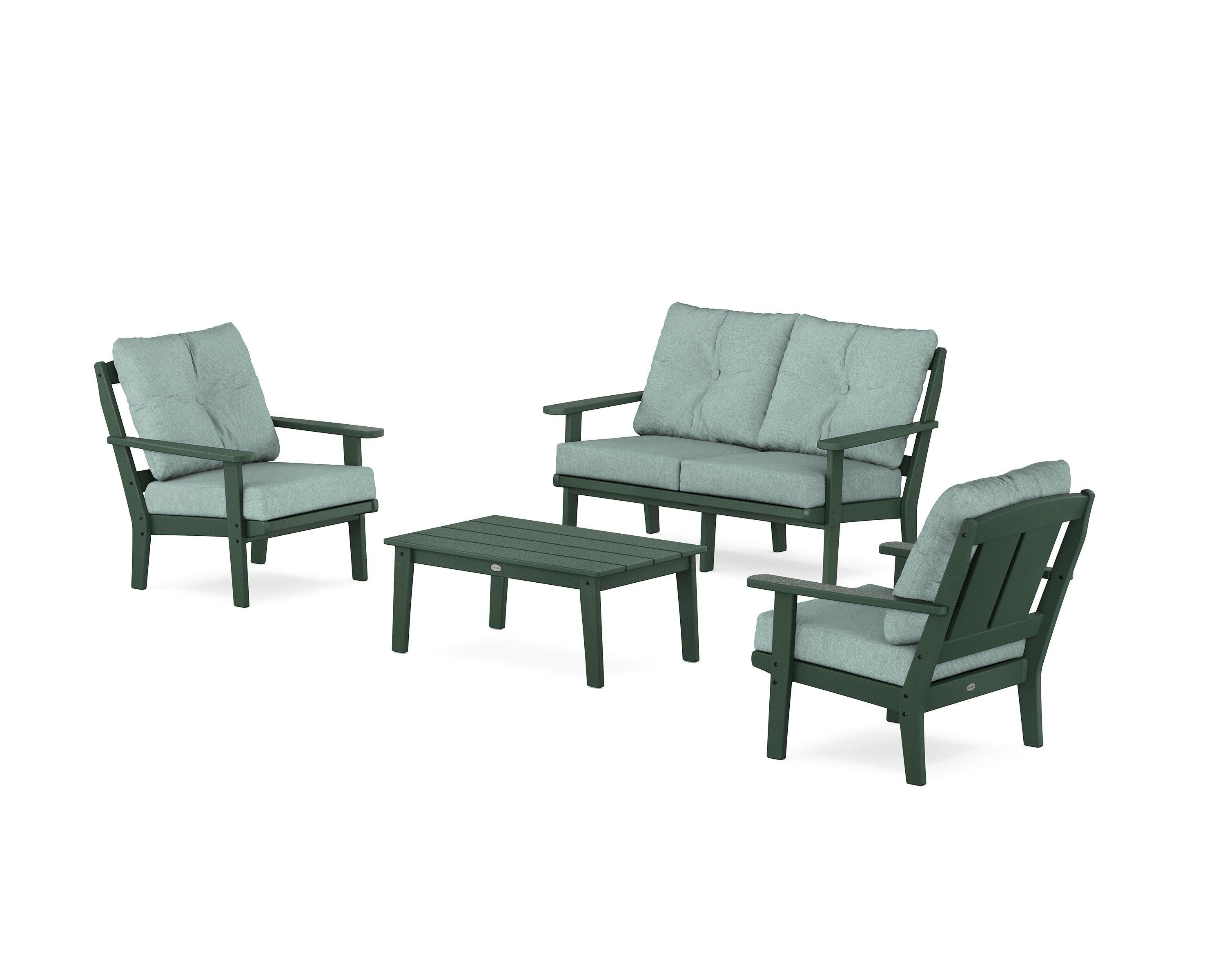 Mission 4-Piece Deep Seating Set with Loveseat in Green / Glacier Spa
