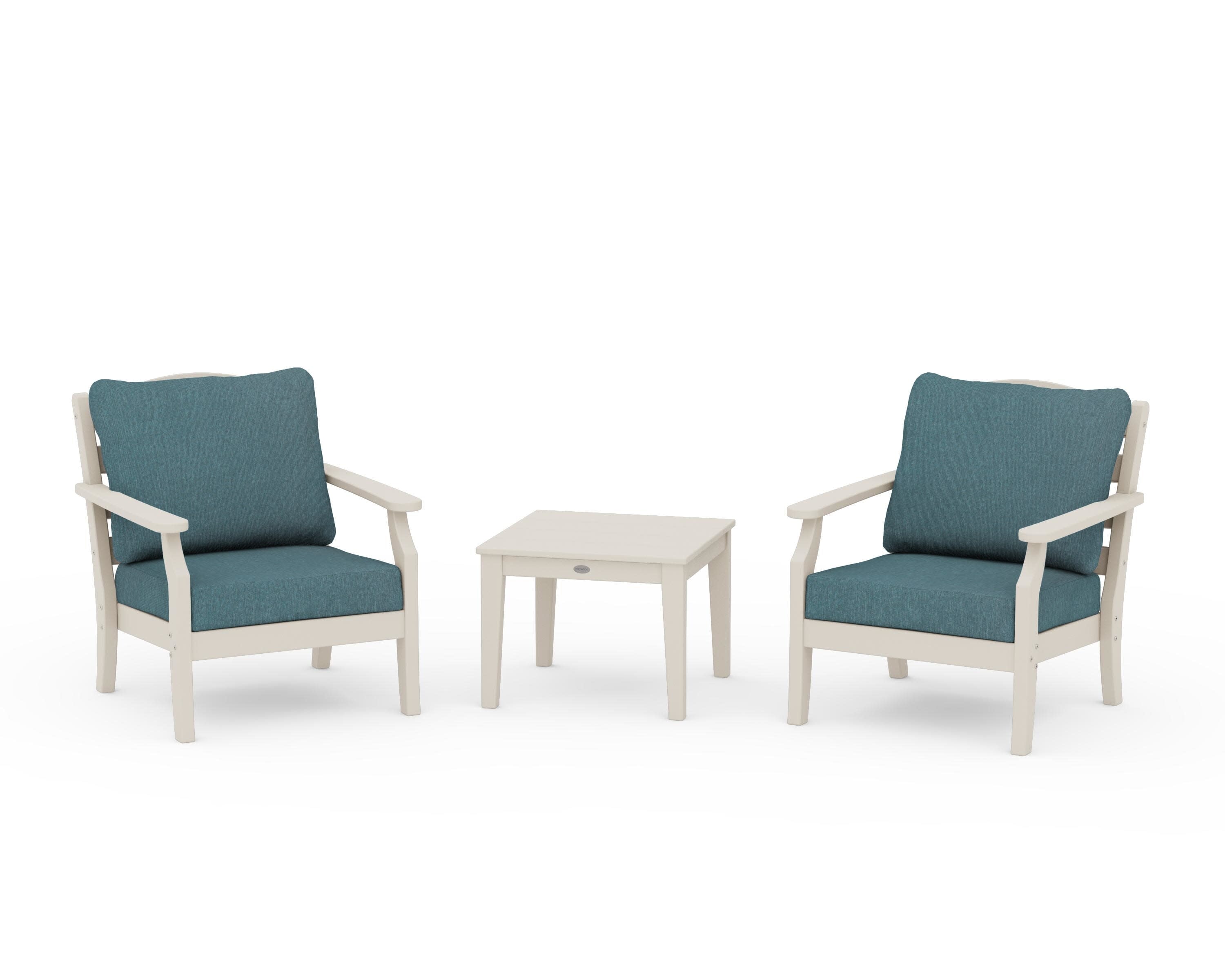 Savannah 3-Piece Deep Seating Set in Sand / Ocean Teal