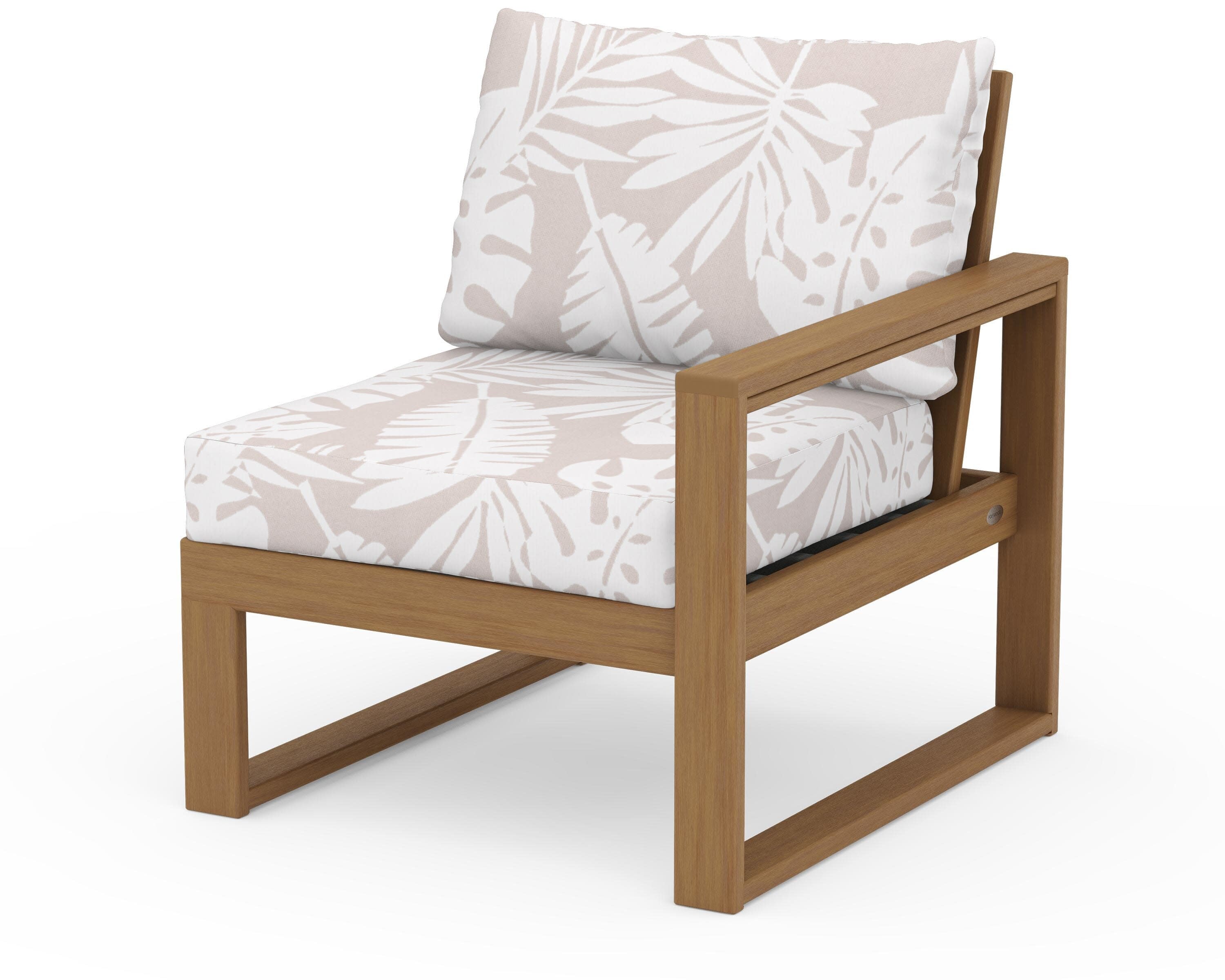 EDGE Modular Right Arm Chair in Natural / Leaf Dune Burlap