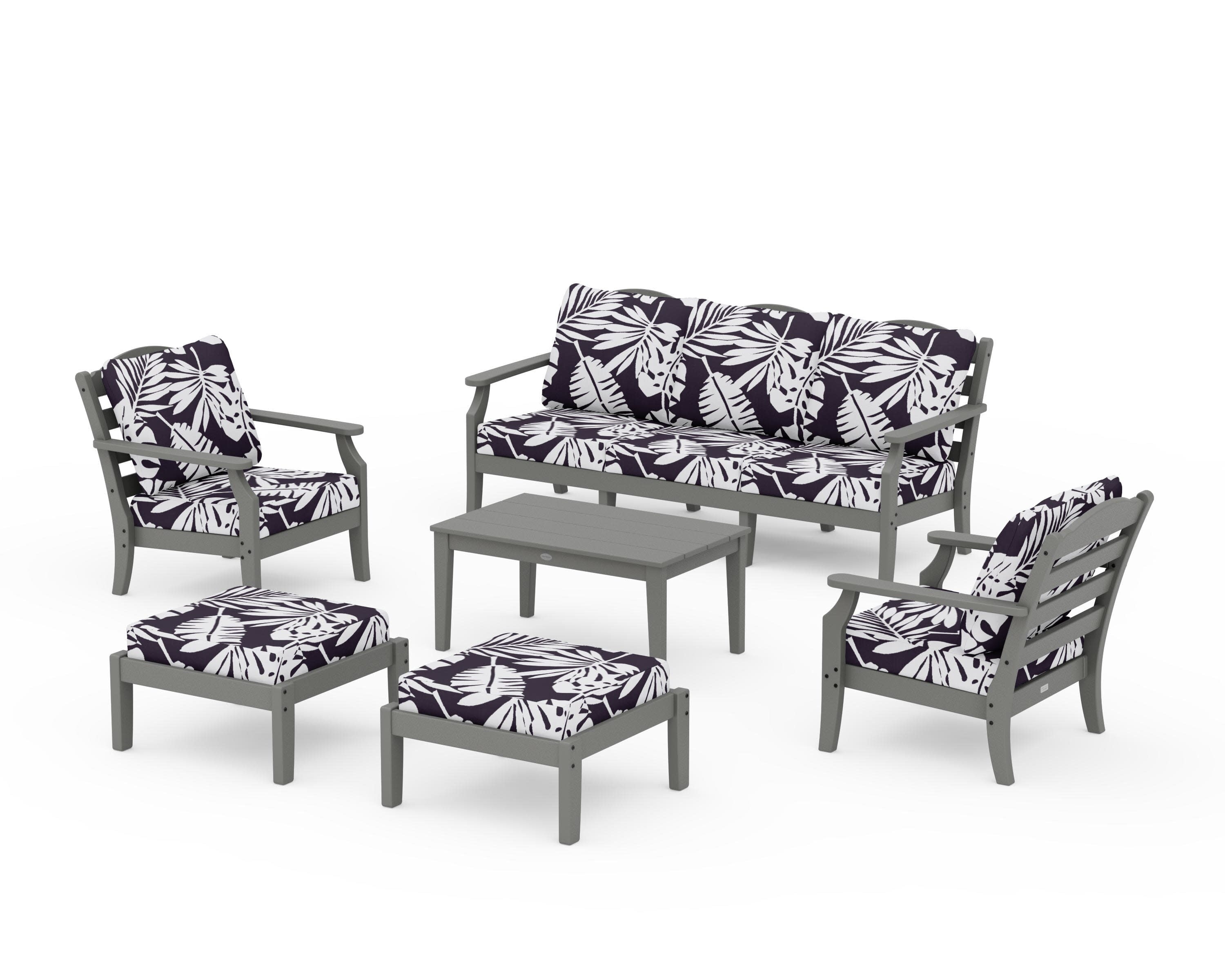 Savannah 6-Piece Lounge Sofa Set in Slate Grey / Leaf Navy