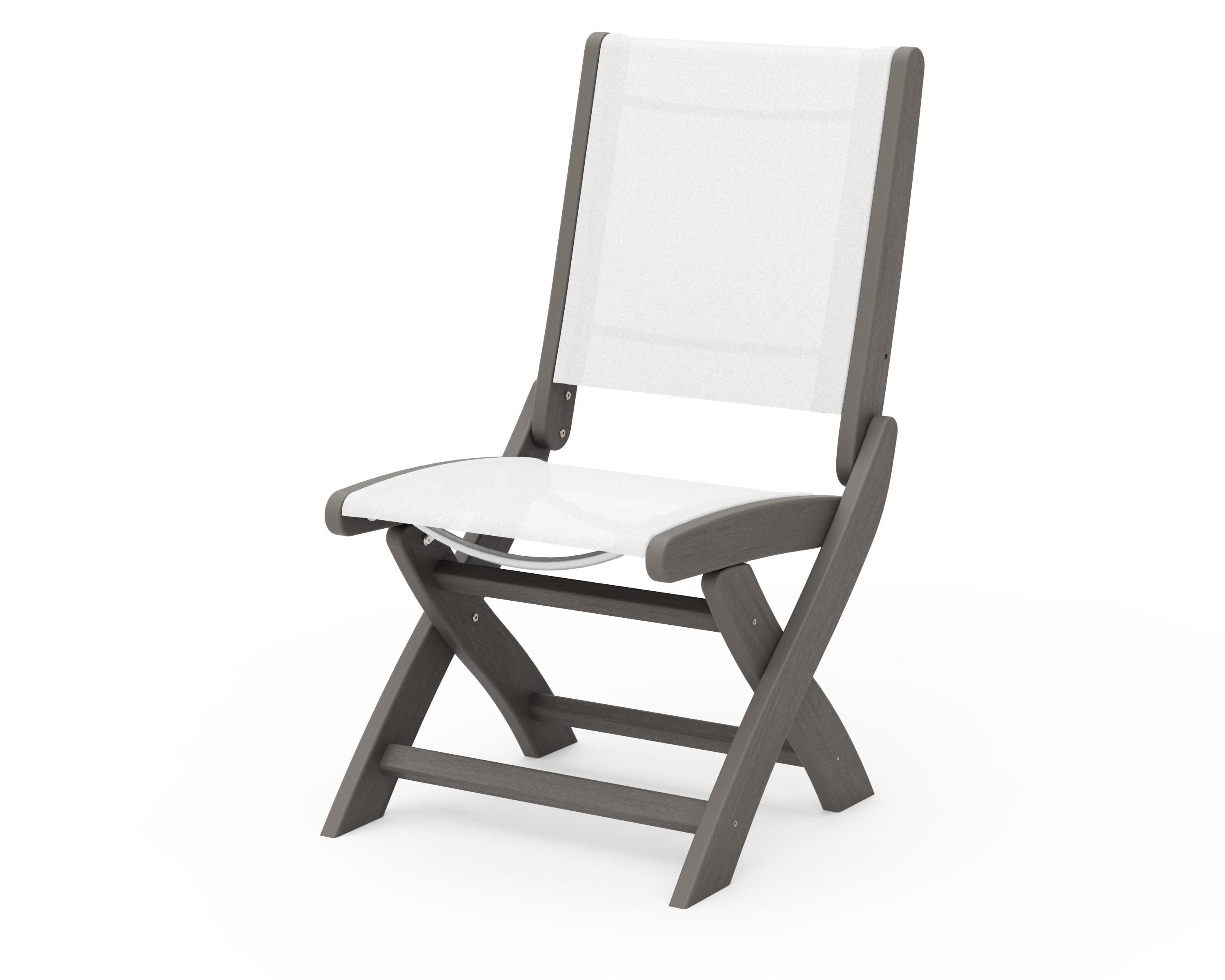 Coastal Folding Side Chair in Driftwood / White Sling