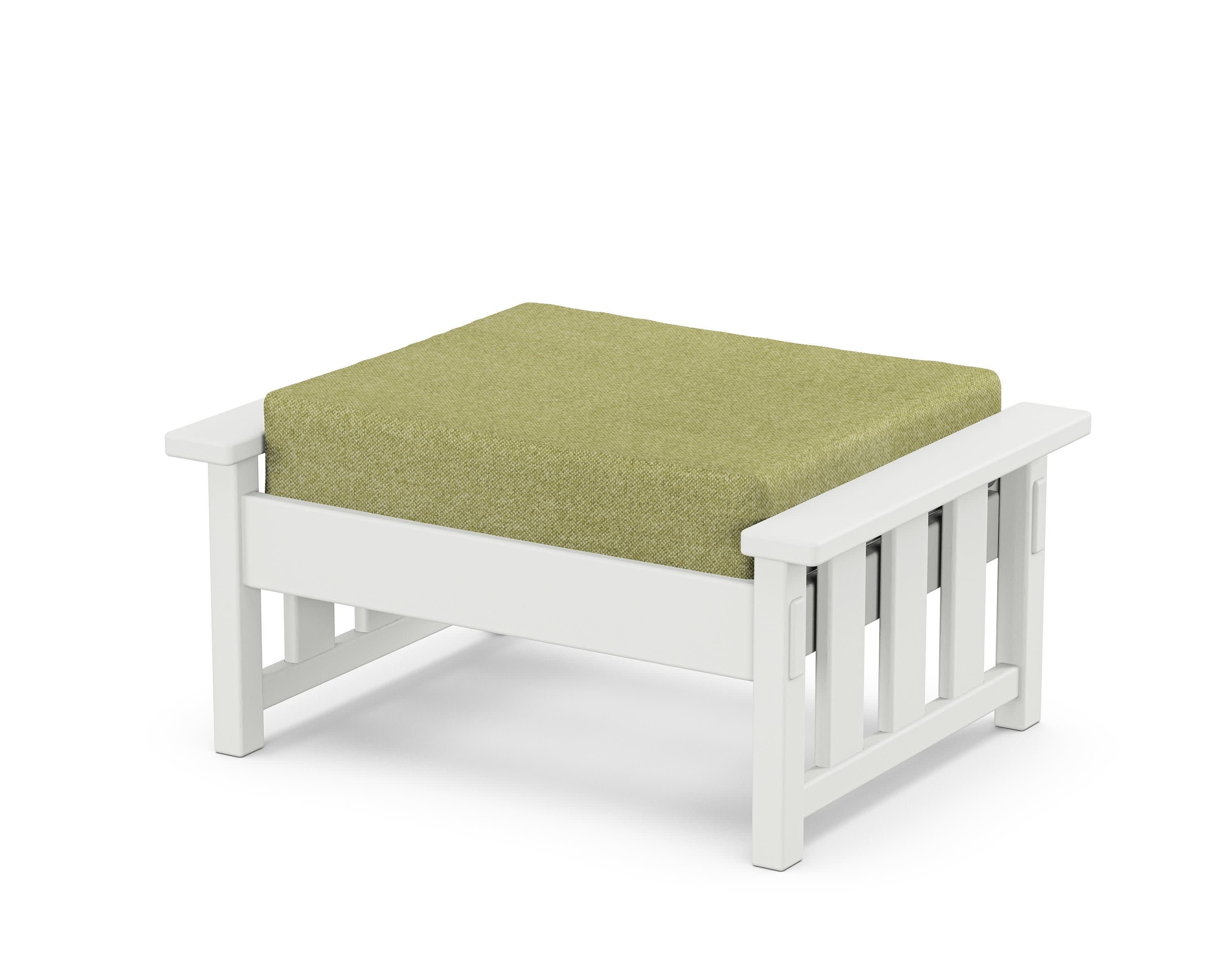 Acadia Deep Seating Ottoman in White / Chartreuse Boucle