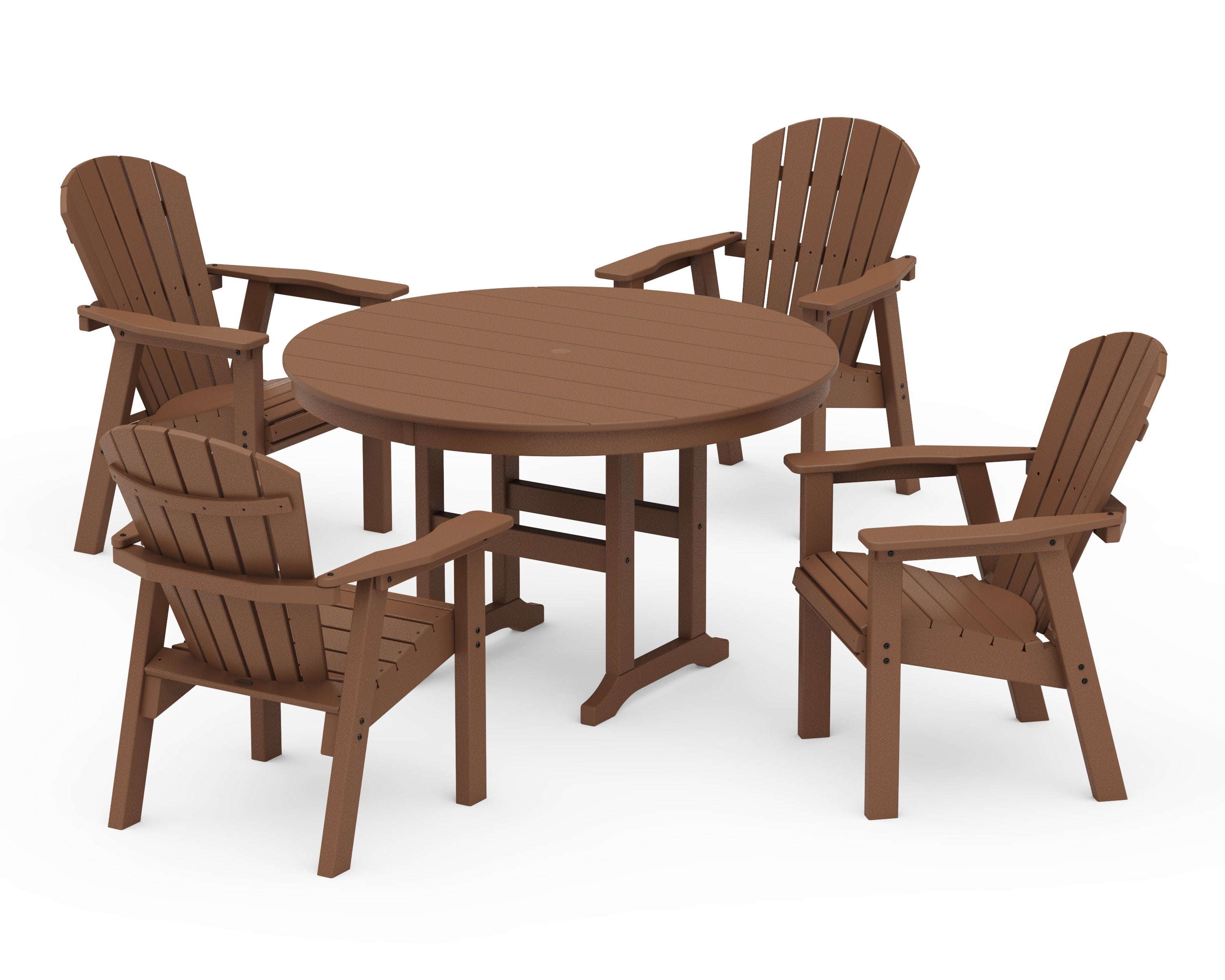Seashell 5-Piece Round Farmhouse Dining Set in Teak
