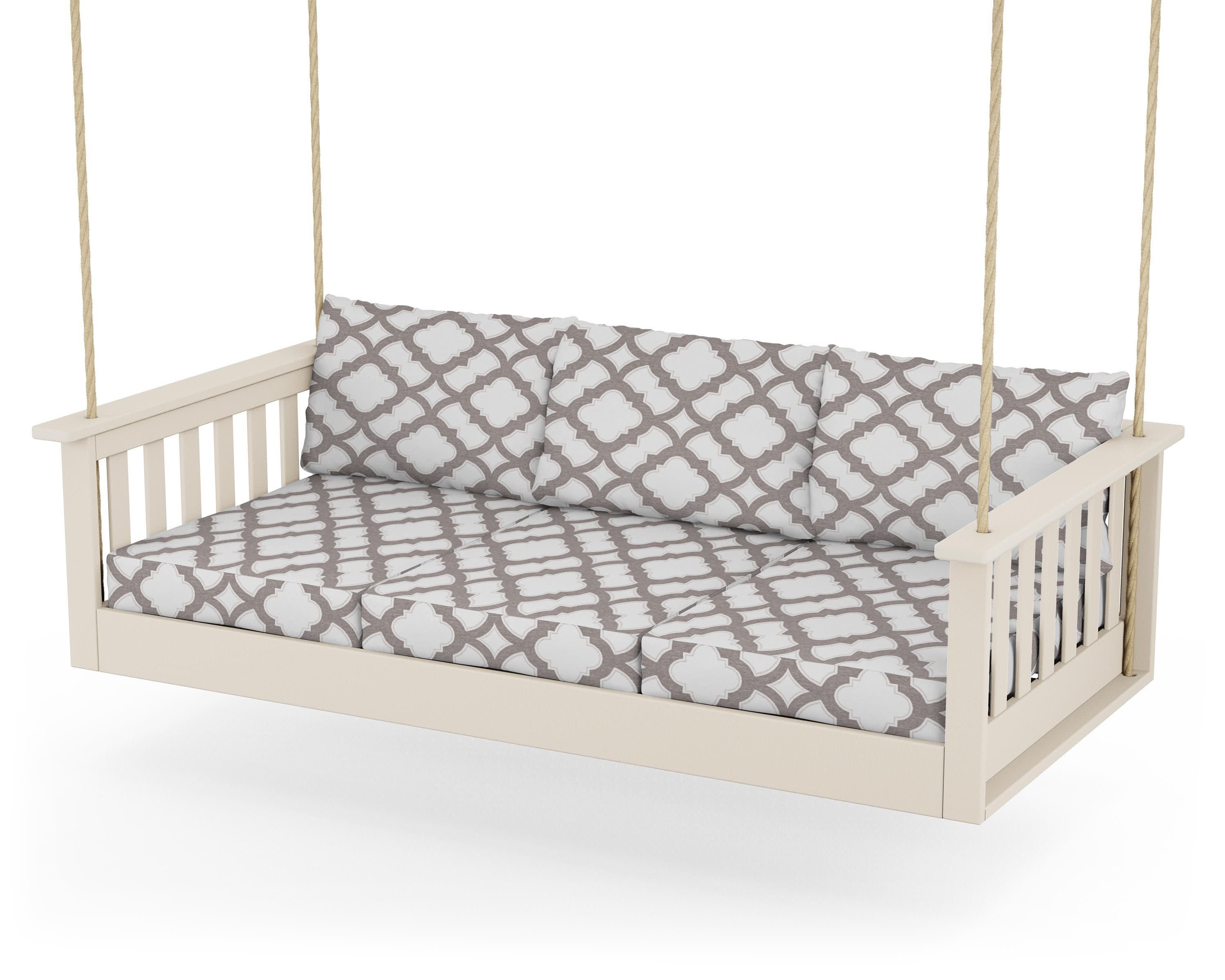 Vineyard Daybed Swing in Sand / Trellis Grey Mist