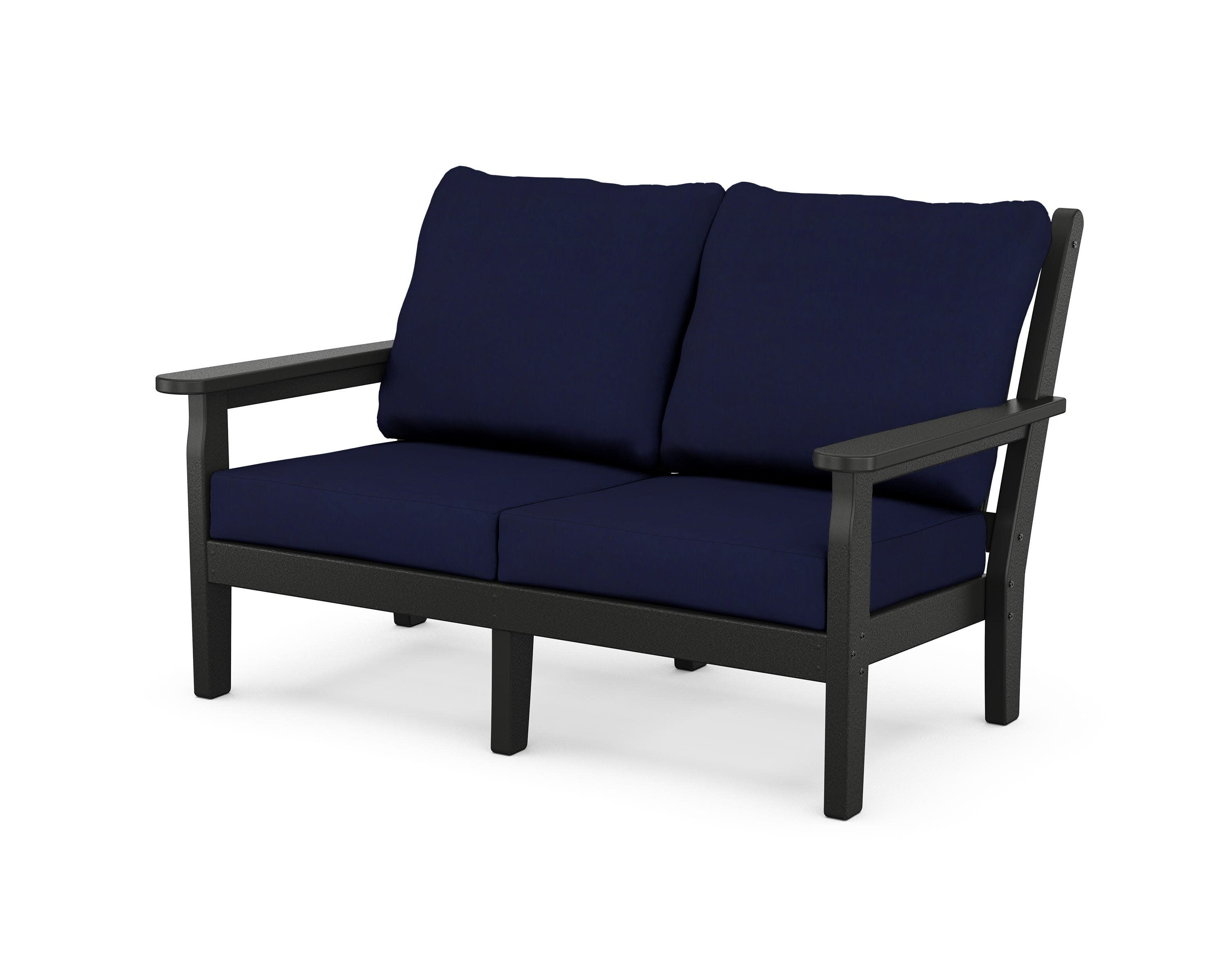 Chippendale Deep Seating Loveseat in Black / Navy