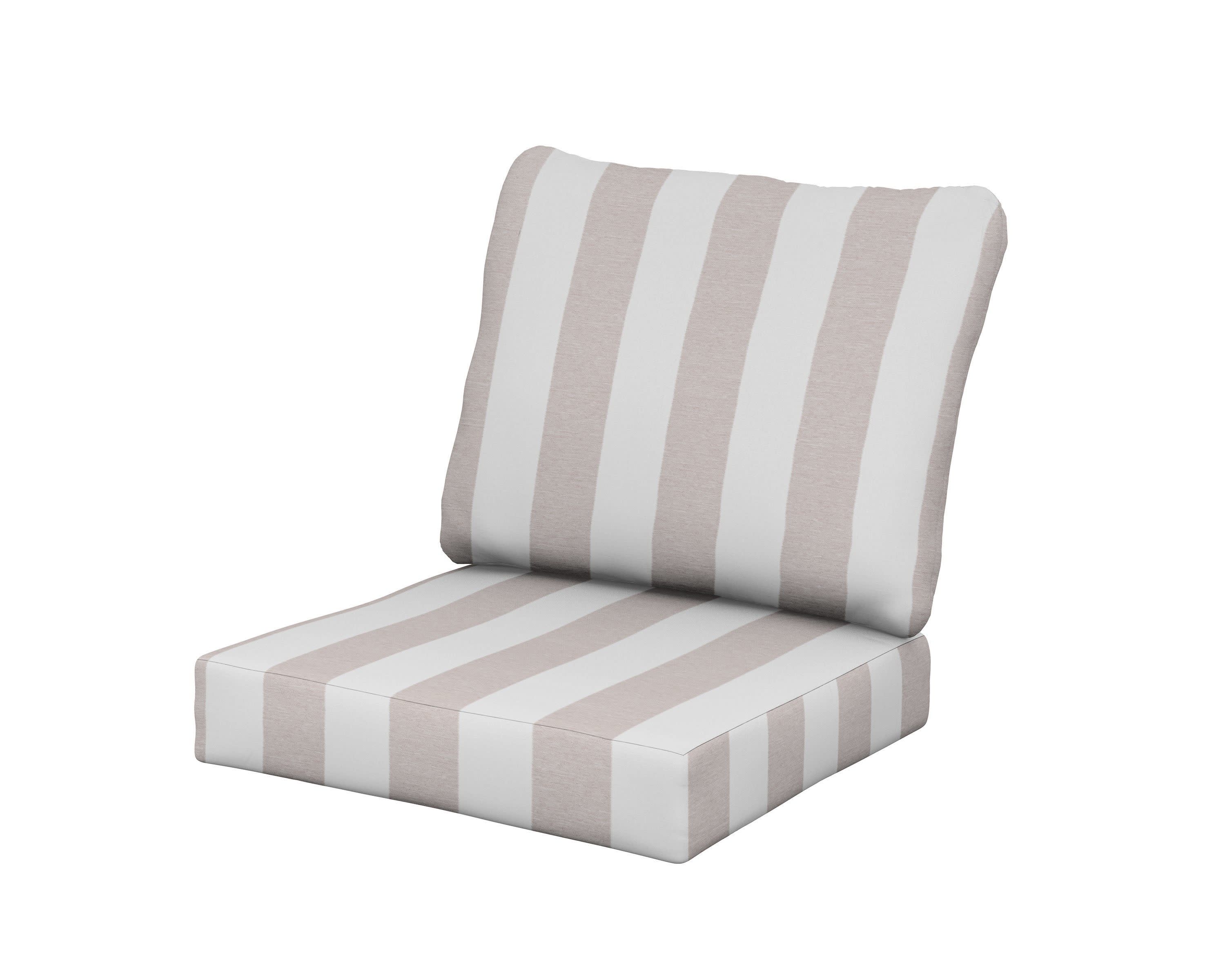 Baffle Seat/Back Cushion in Cabana Stripe Dune Burlap
