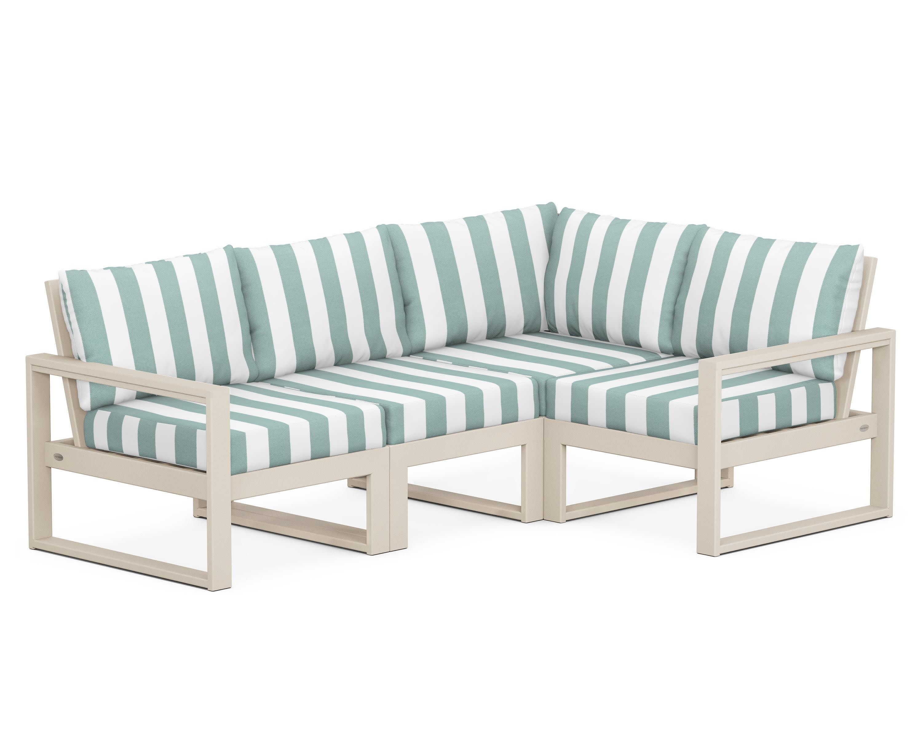 EDGE 4-Piece Modular Deep Seating Set in Sand / Cabana Stripe Glacier Spa