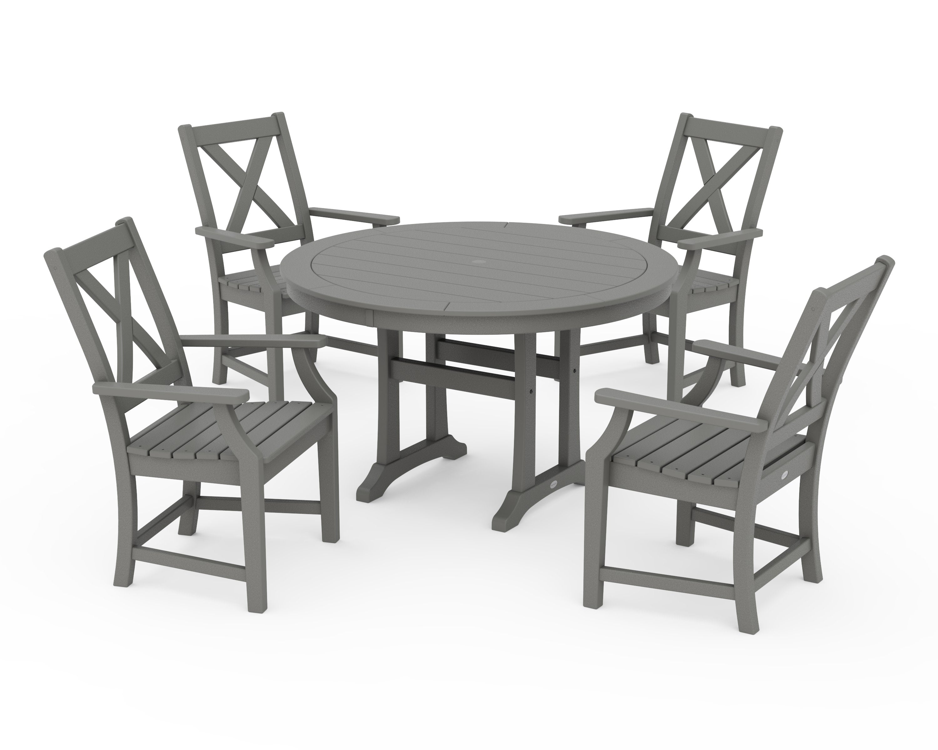 Braxton 5-Piece Nautical Trestle Arm Chair Dining Set in Slate Grey