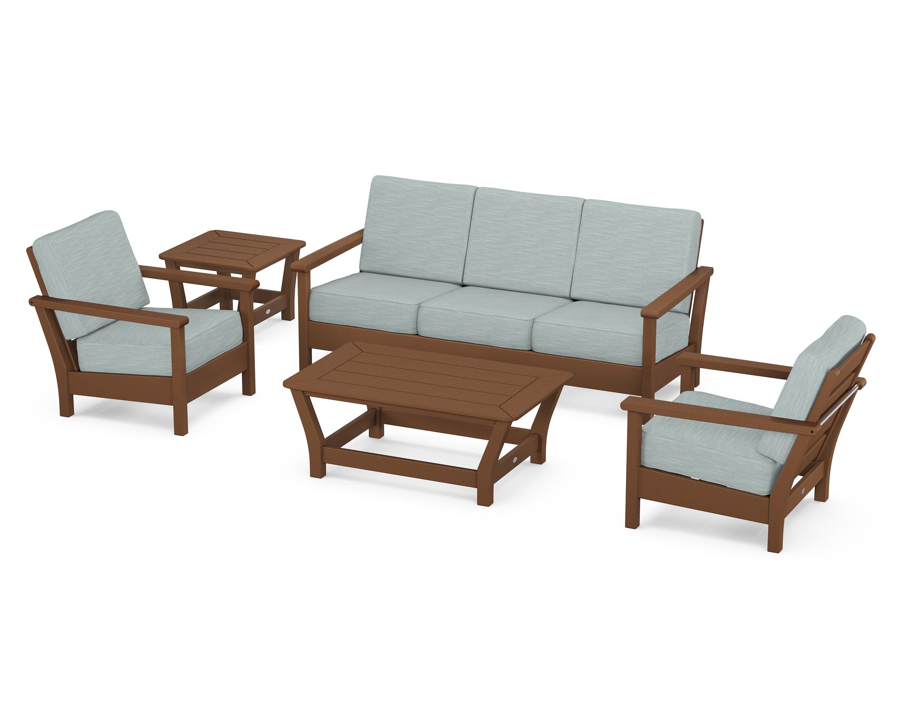 Harbour 5-Piece Deep Seating Set in Teak / Soothe Mist