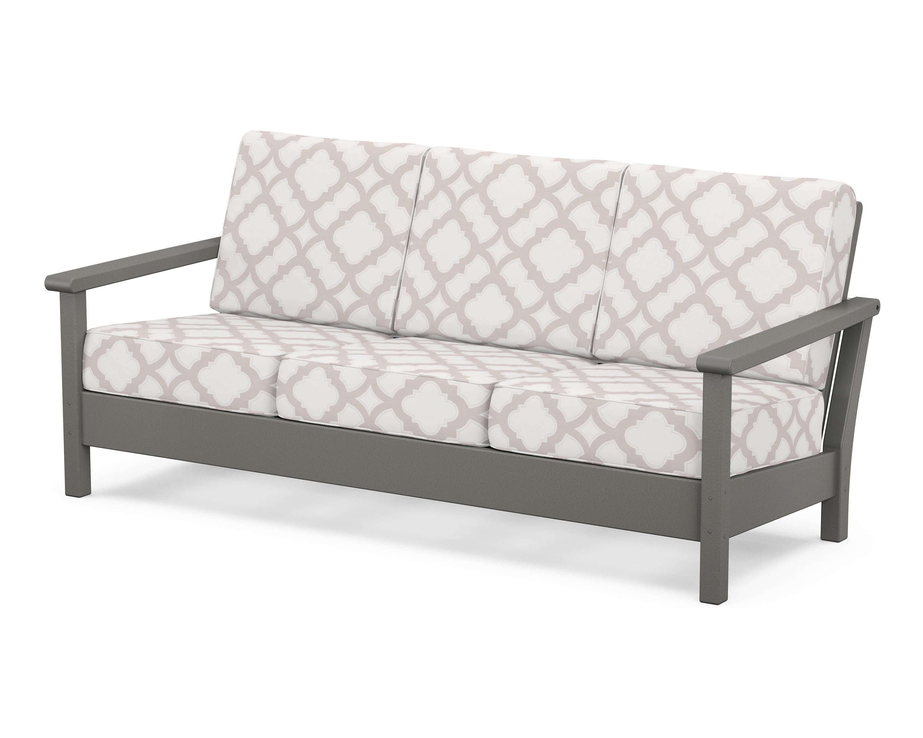 Harbour Deep Seating Sofa in Slate Grey / Trellis Dune Burlap