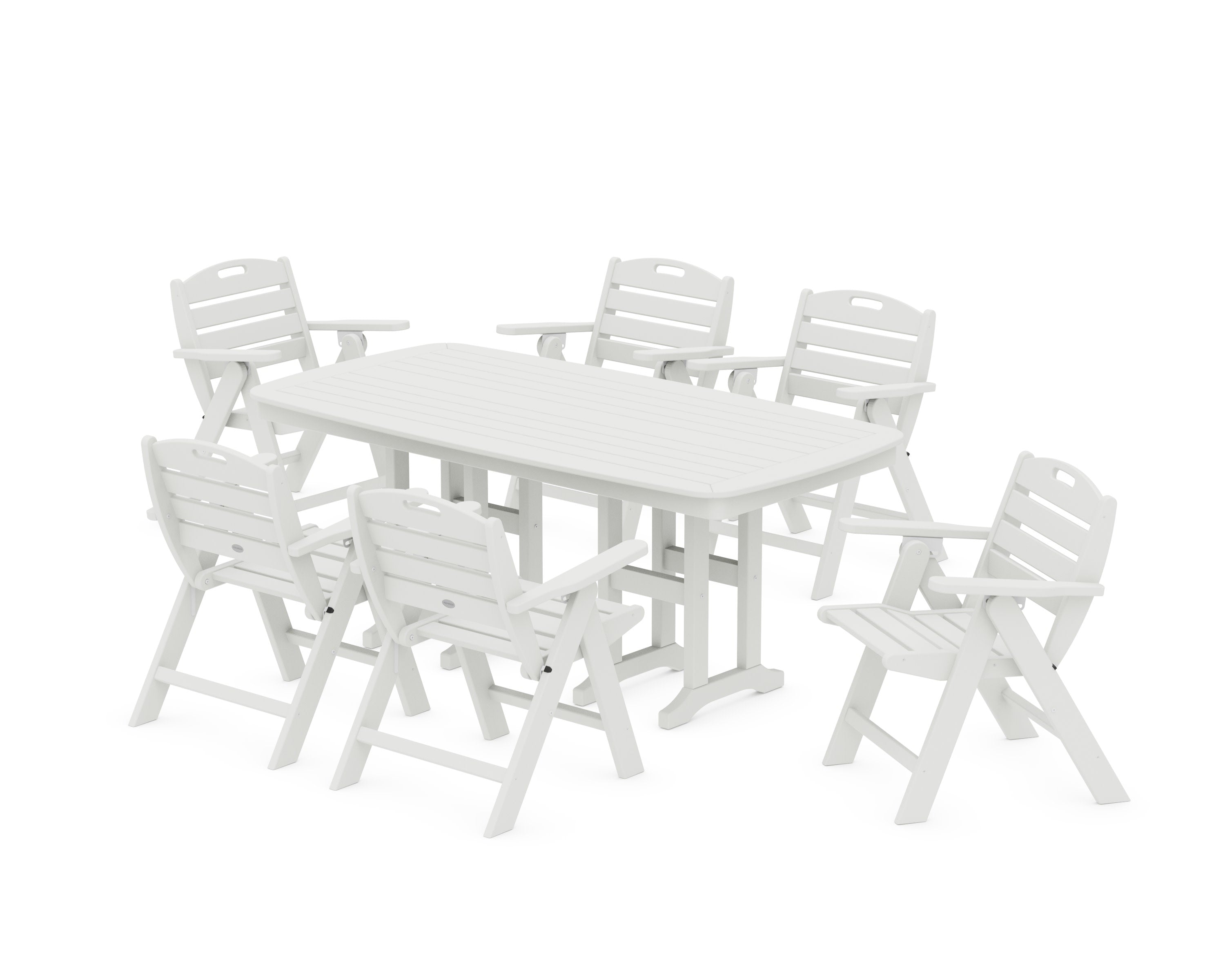 Nautical Lowback 7-Piece Dining Set in Vintage White