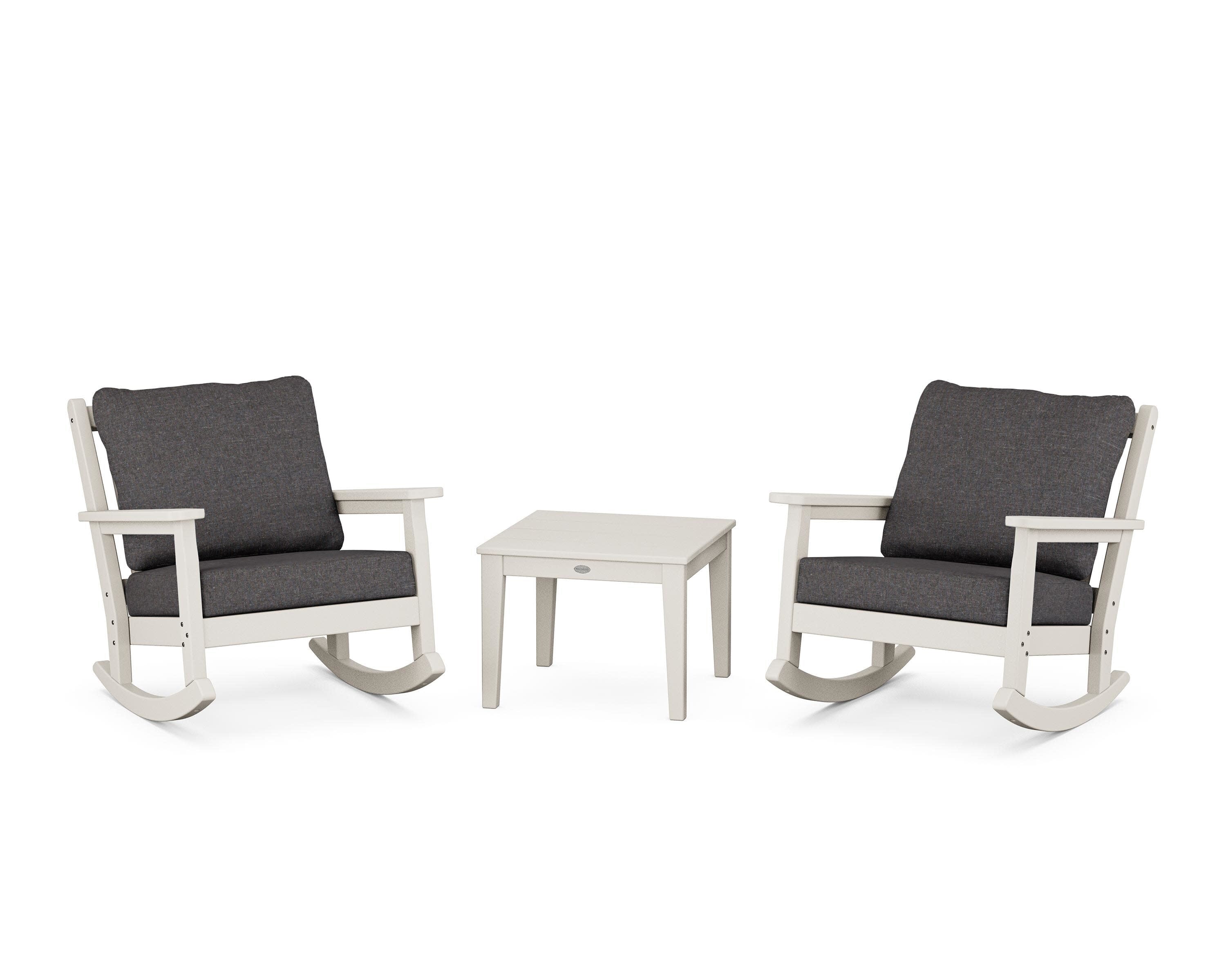 Chippendale 3-Piece Deep Seating Rocker Set in Sand / Ash Charcoal