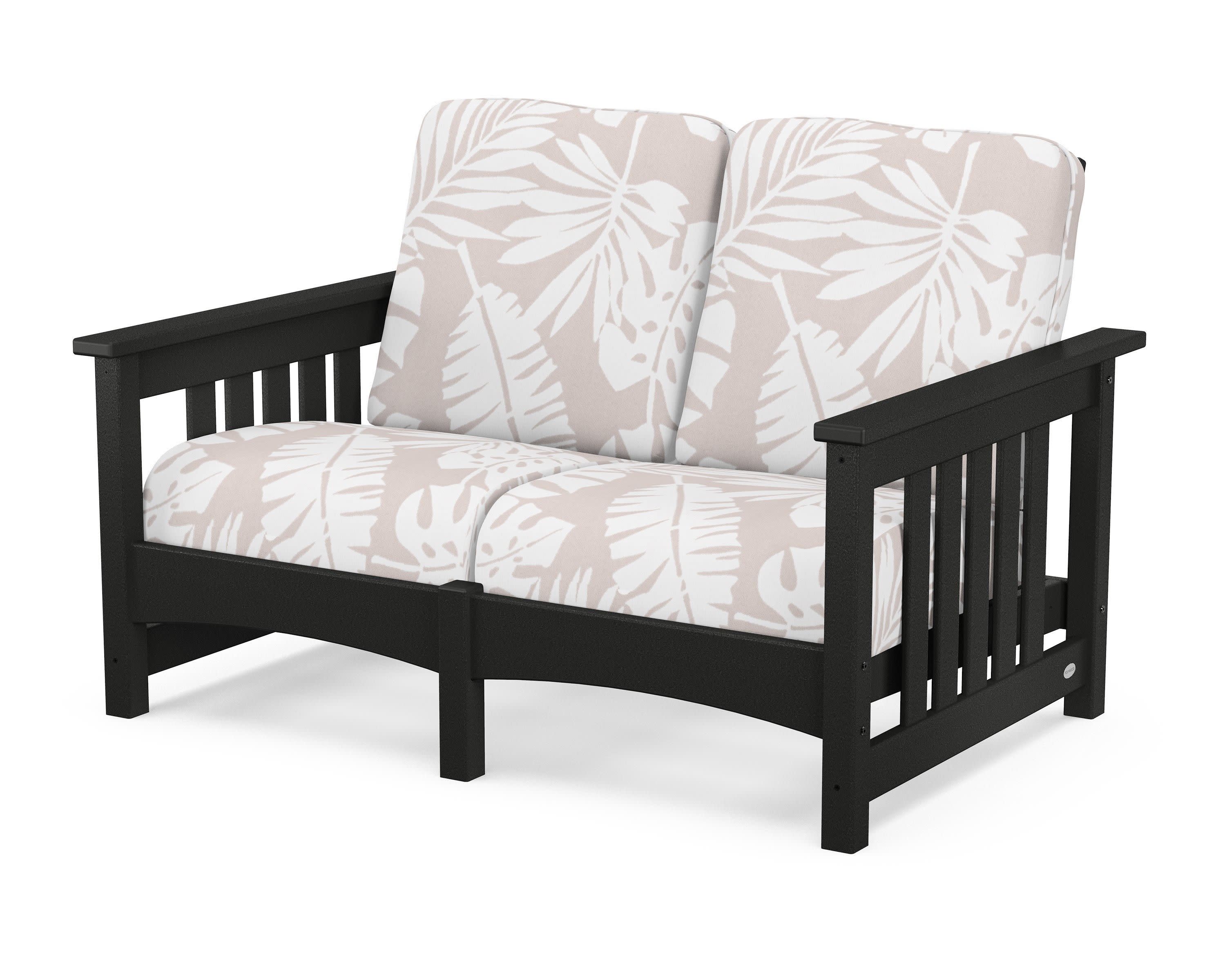 Club Mission Loveseat in Black / Leaf Dune Burlap