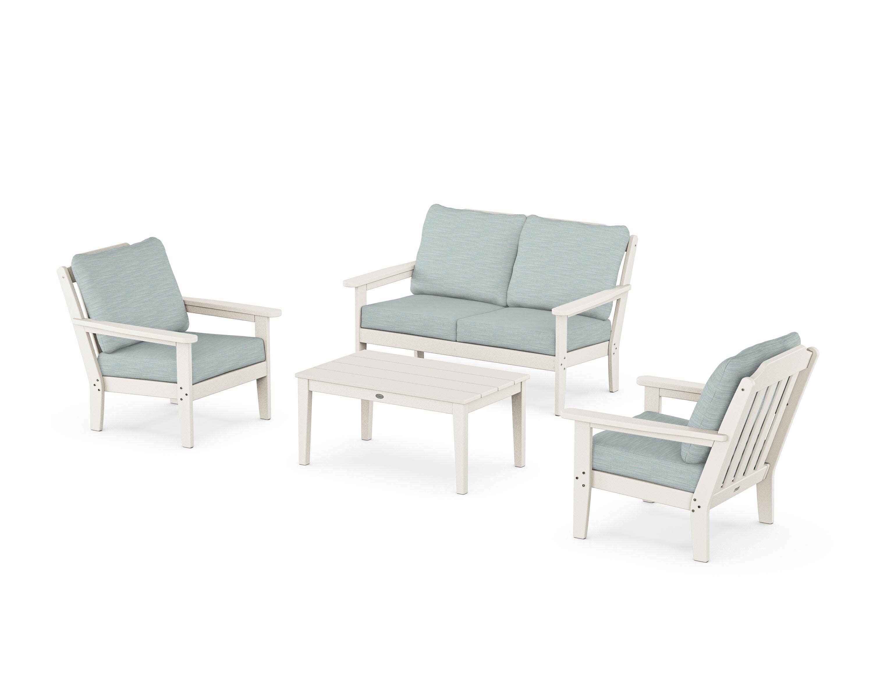 Cottage 4-Piece Deep Seating Set with Loveseat in Sand / Soothe Mist
